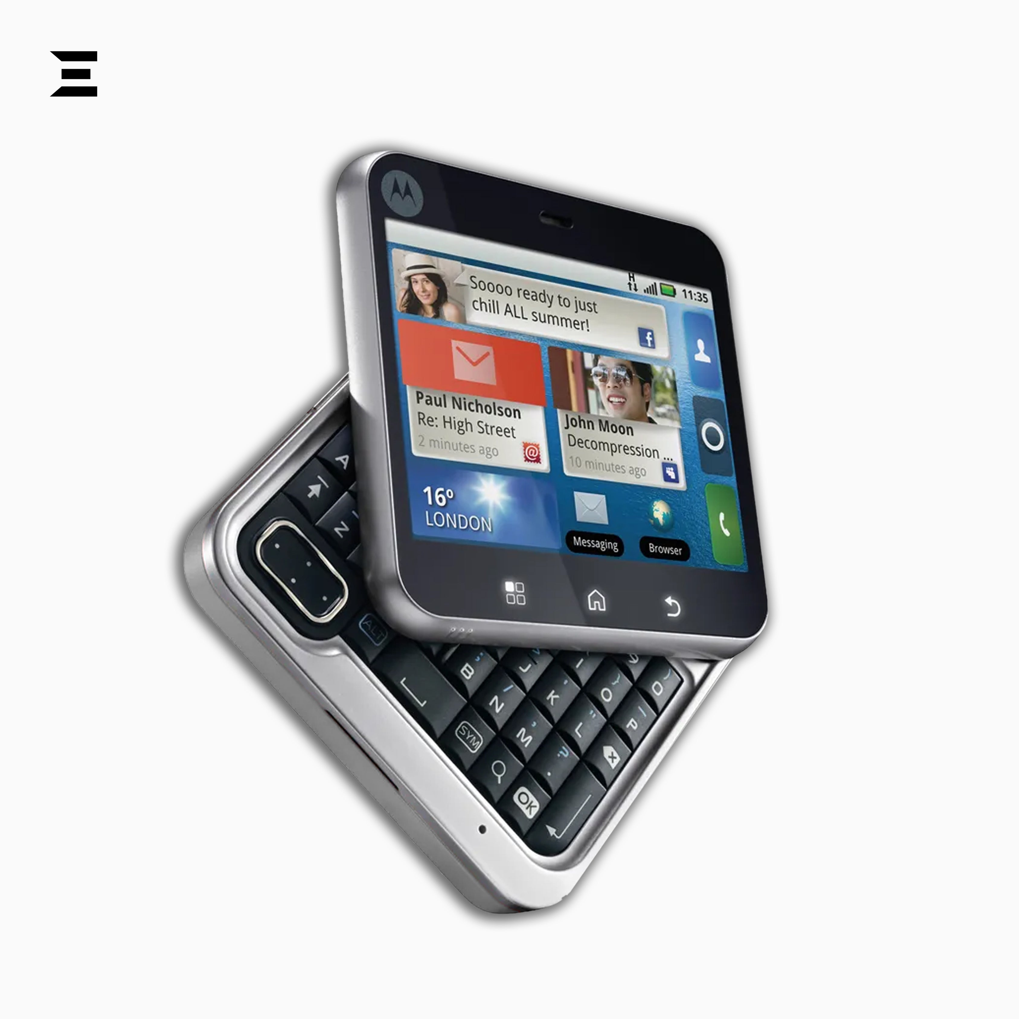 Motorola Flipout MB511 (Unlocked) Square Android Smartphone with Swivel QWERTY Keyboard – Complete Box Set