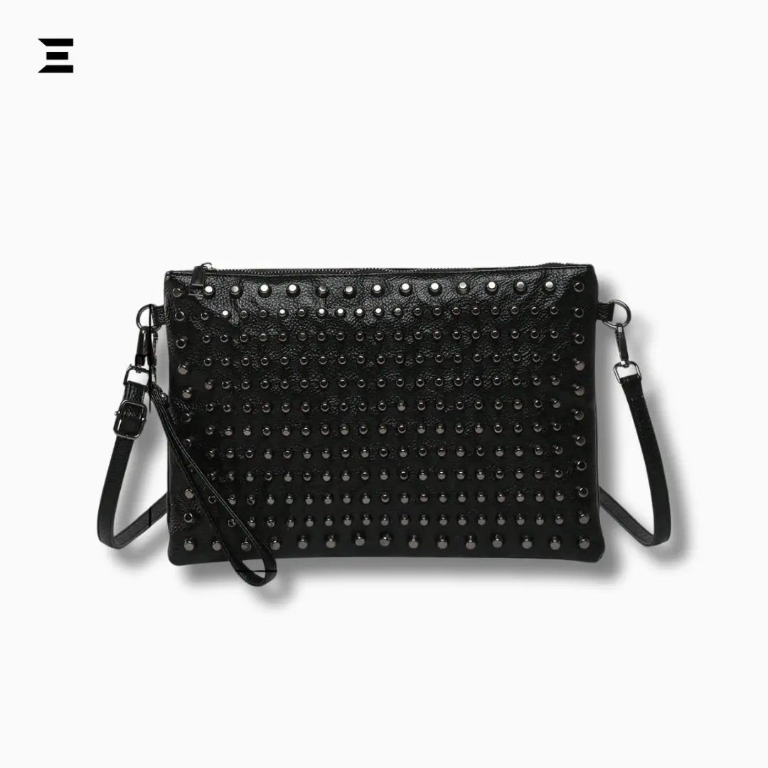 Black Studded Gothic Shoulder Bag – High-End Y2K Crossbody Clutch & Envelope Handbag for Women IBRELIA
