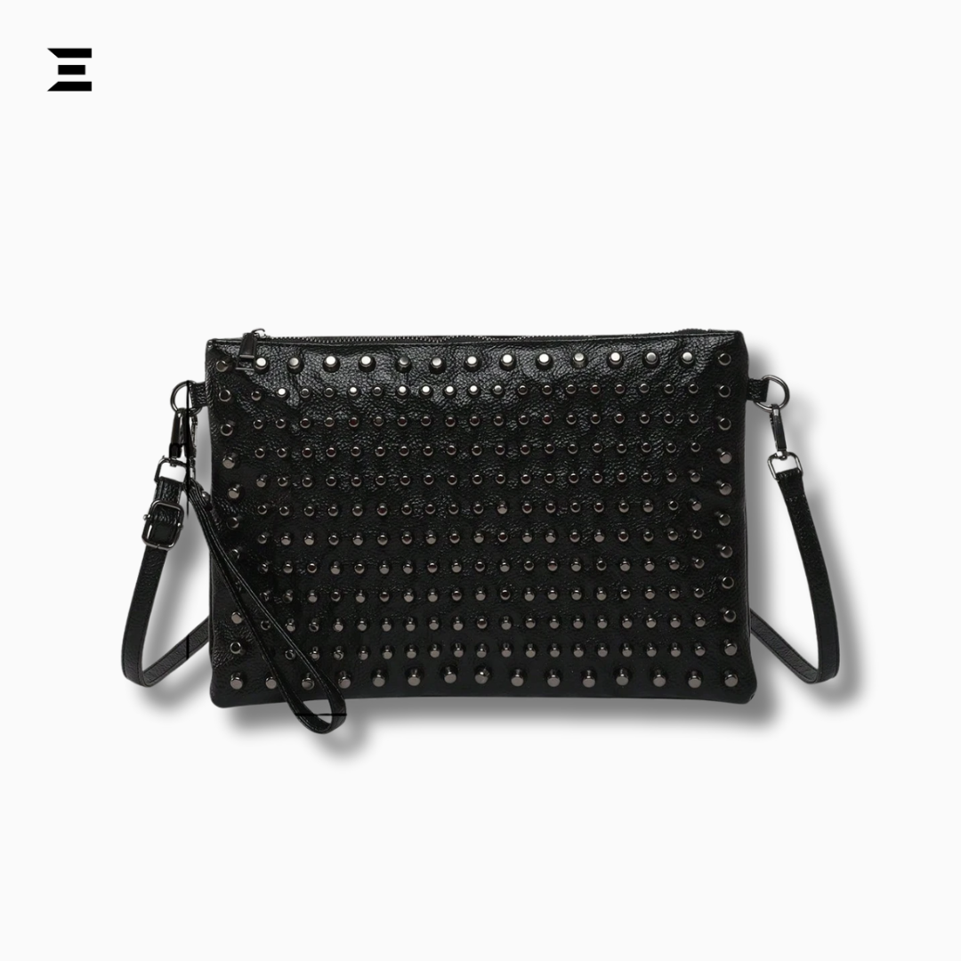 Black Studded Gothic Shoulder Bag – High-End Y2K Crossbody Clutch & Envelope Handbag for Women IBRELIA