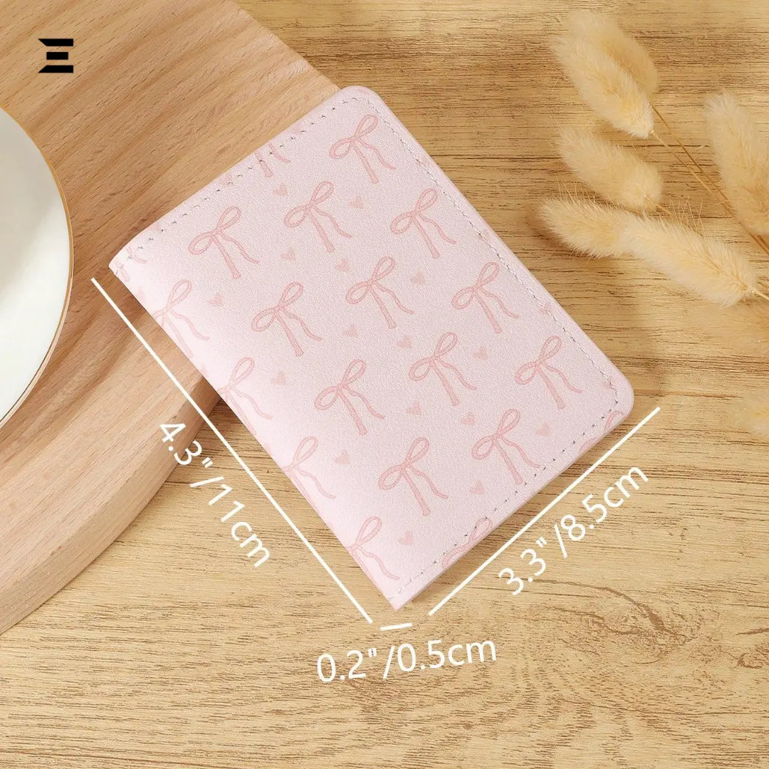 Pink Bow Love Pattern Mini Purse & Pocket Wallet – Slim Lightweight Card Holder with ID Window & Cash Slot for Women & Girls IBRELIA