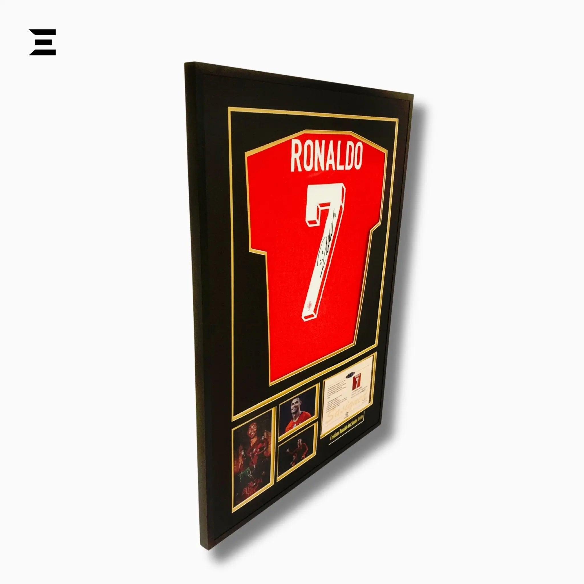 Cristiano Ronaldo “Signed” Portugal Gold Edition Jersey Frame – Facsimile Autograph | Metal & Acrylic Display 23.5 × 31.5 in | IBRELIA™ - IBRELIA