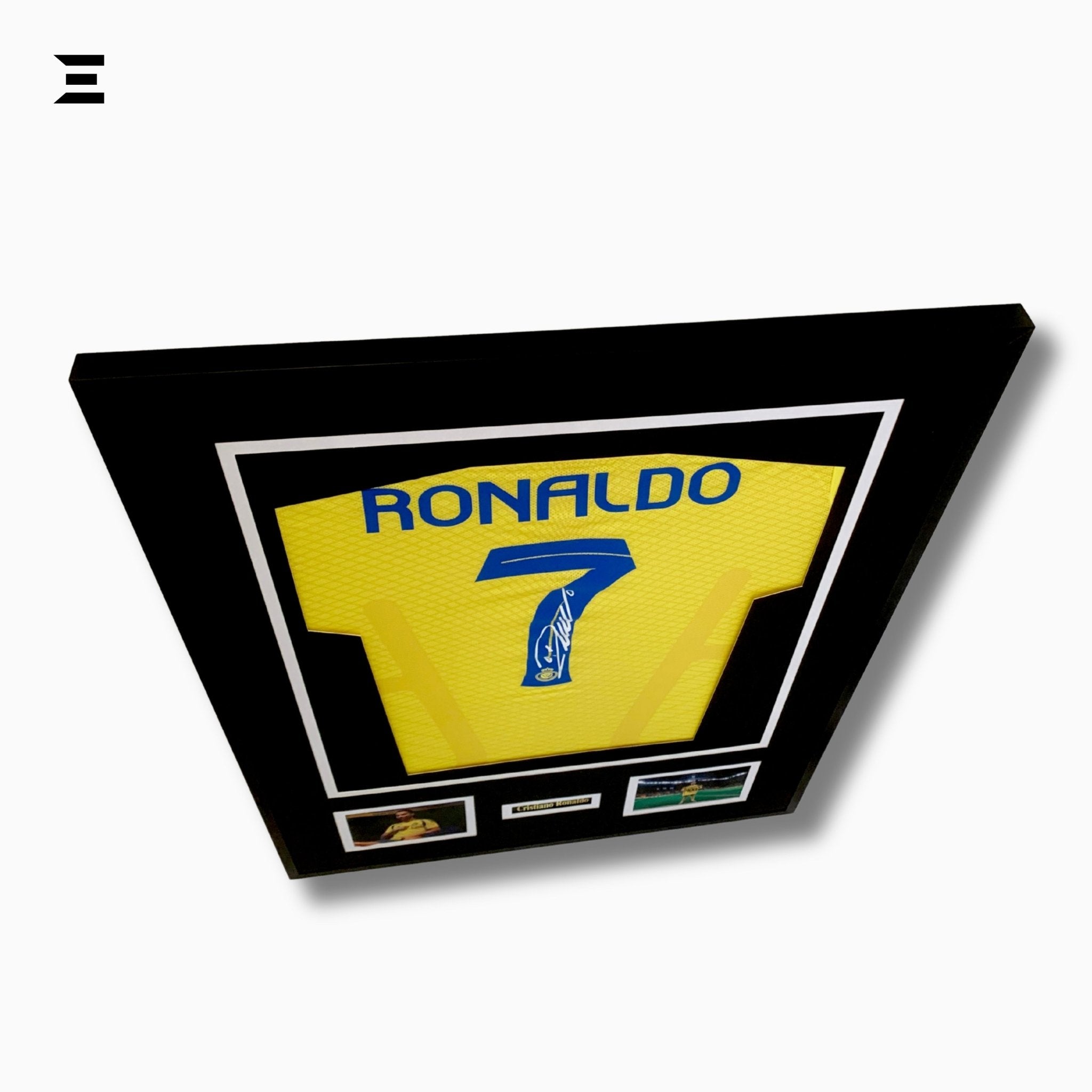 Cristiano Ronaldo “Signed” Al Nassr Jersey Frame – Facsimile Autograph | Metal & Acrylic Display 23.5 × 31.5 in | IBRELIA™ - IBRELIA