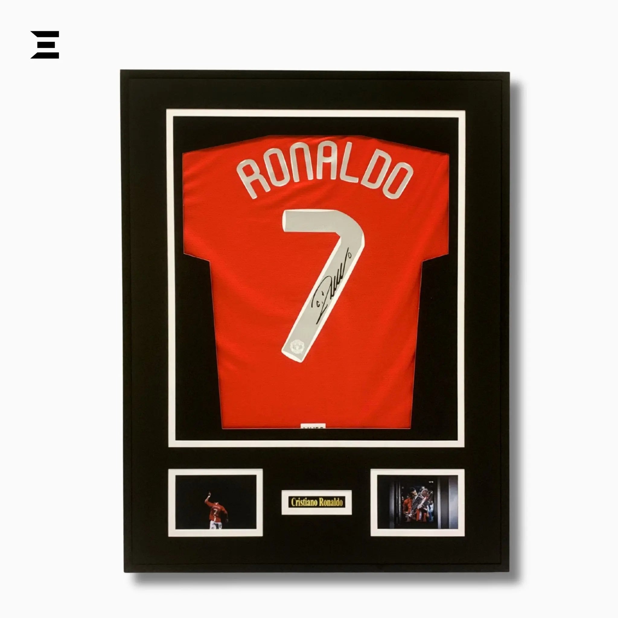 Cristiano Ronaldo “Signed” Manchester United Jersey Frame – Facsimile Autograph | Metal & Acrylic Display 23.5 × 31.5 in | IBRELIA™ - IBRELIA