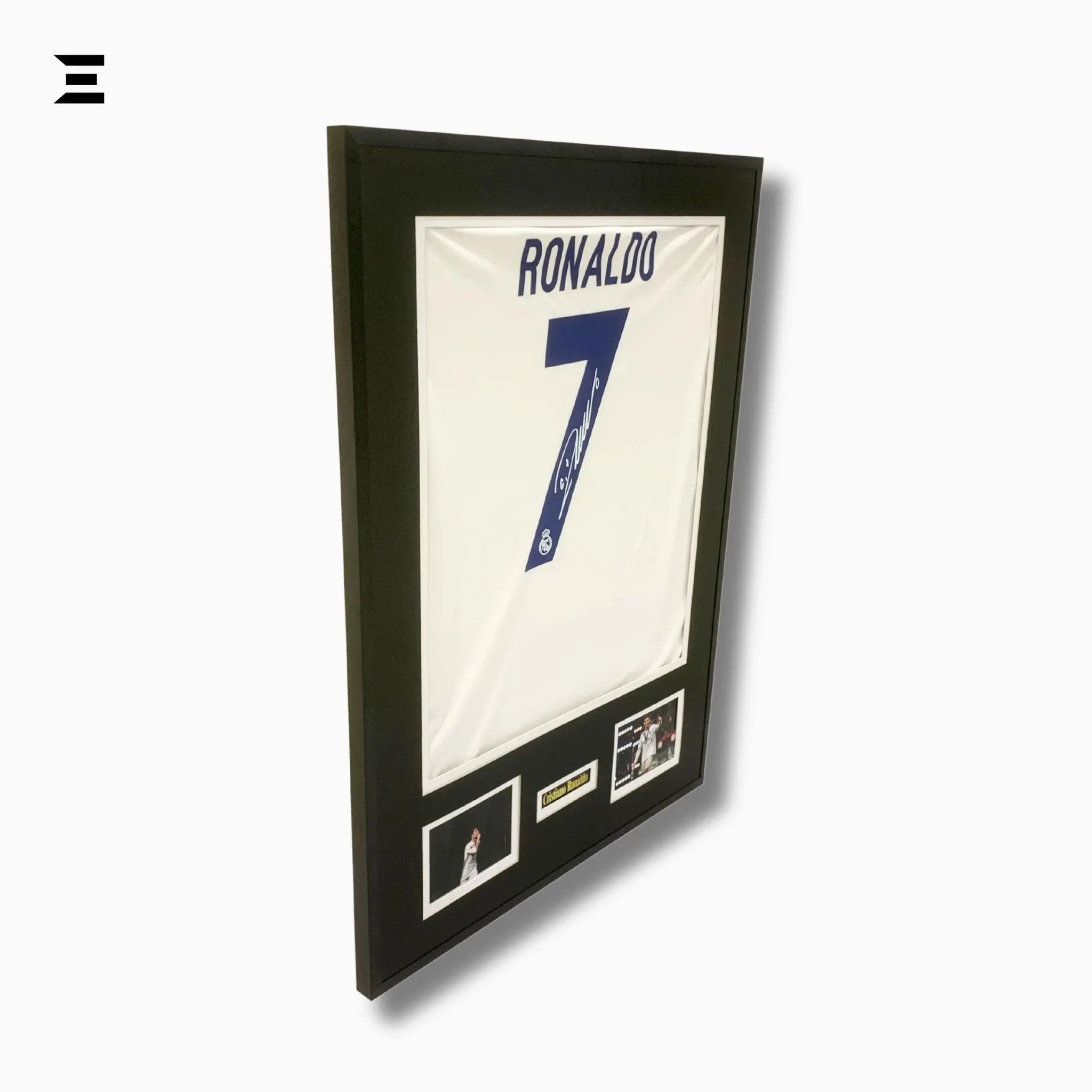 Cristiano Ronaldo “Signed” Real Madrid Jersey Frame – Facsimile Autograph | Metal & Acrylic Display 23.5 × 31.5 in | IBRELIA™ - IBRELIA