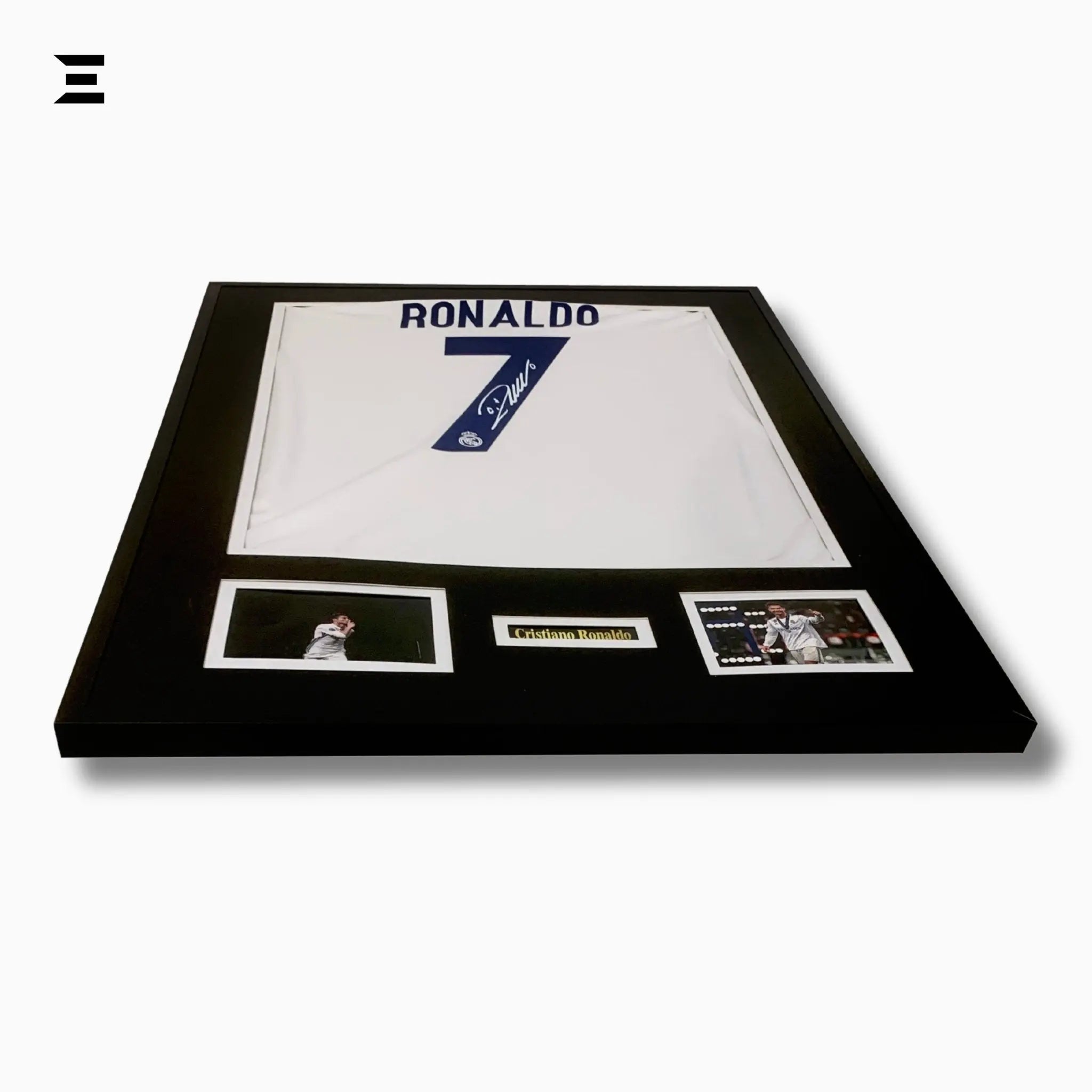 Cristiano Ronaldo “Signed” Real Madrid Jersey Frame – Facsimile Autograph | Metal & Acrylic Display 23.5 × 31.5 in | IBRELIA™ - IBRELIA