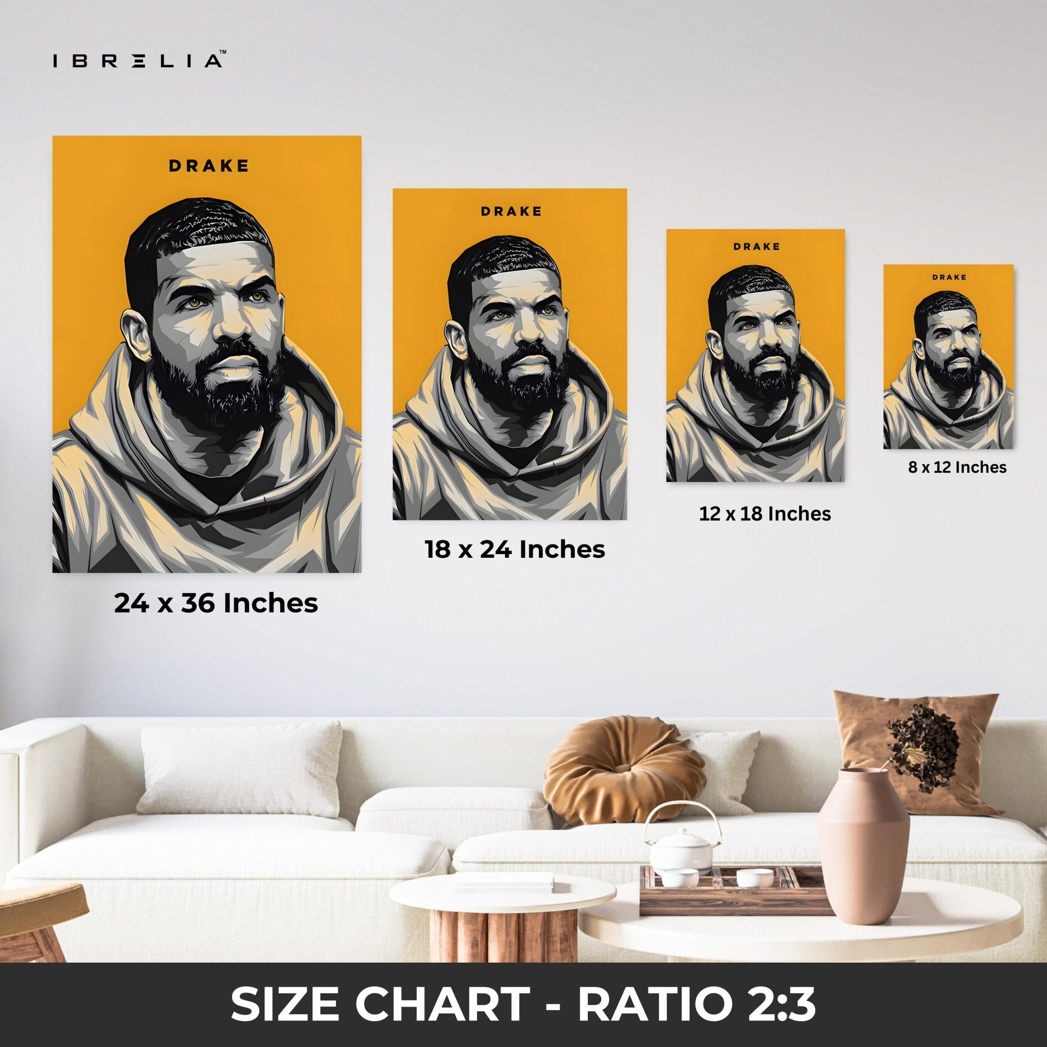 Drake Minimal Portrait Wall Art (Yellow Edition) – The Modern Icon | IBRELIA™ - IBRELIA