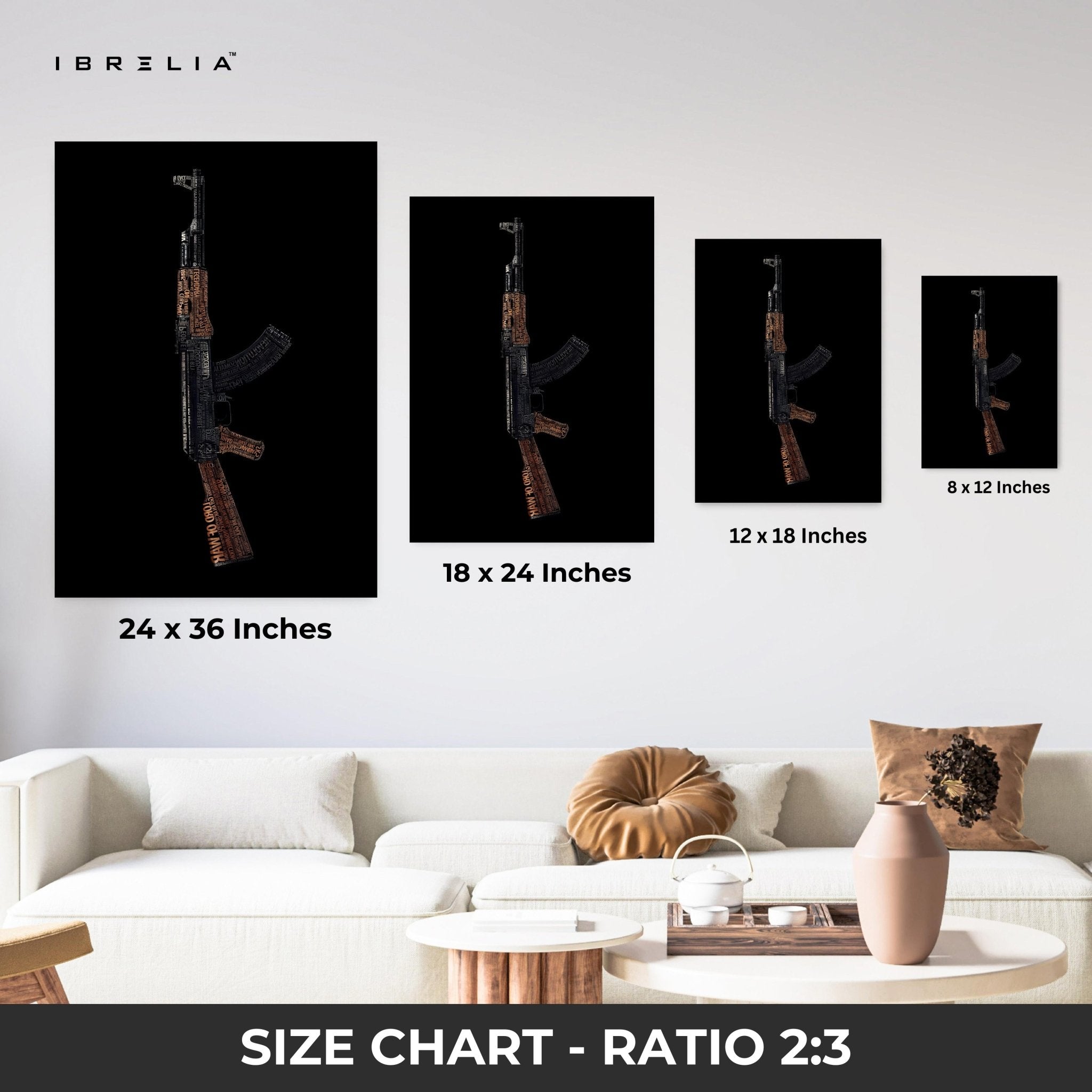 John Wick Typographic AK - 47 4K Ultra Wrap Frame Wall Art in Pakistan | IBRELIA™ - IBRELIA