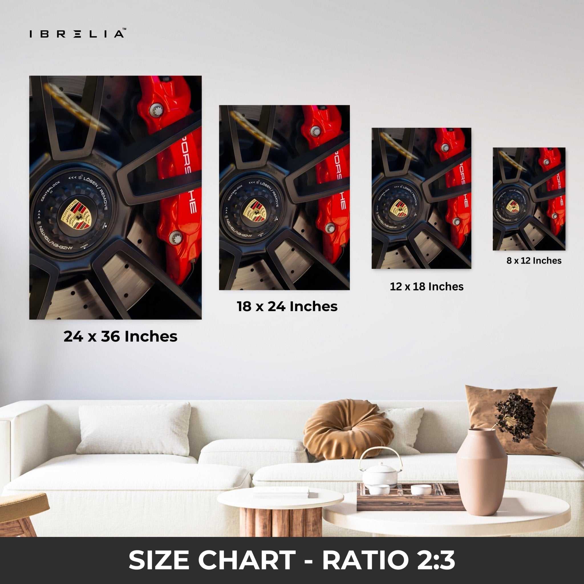 Porsche Brake Disc 4K Ultra Wrap Frame Wall Art in Pakistan | IBRELIA™ - IBRELIA
