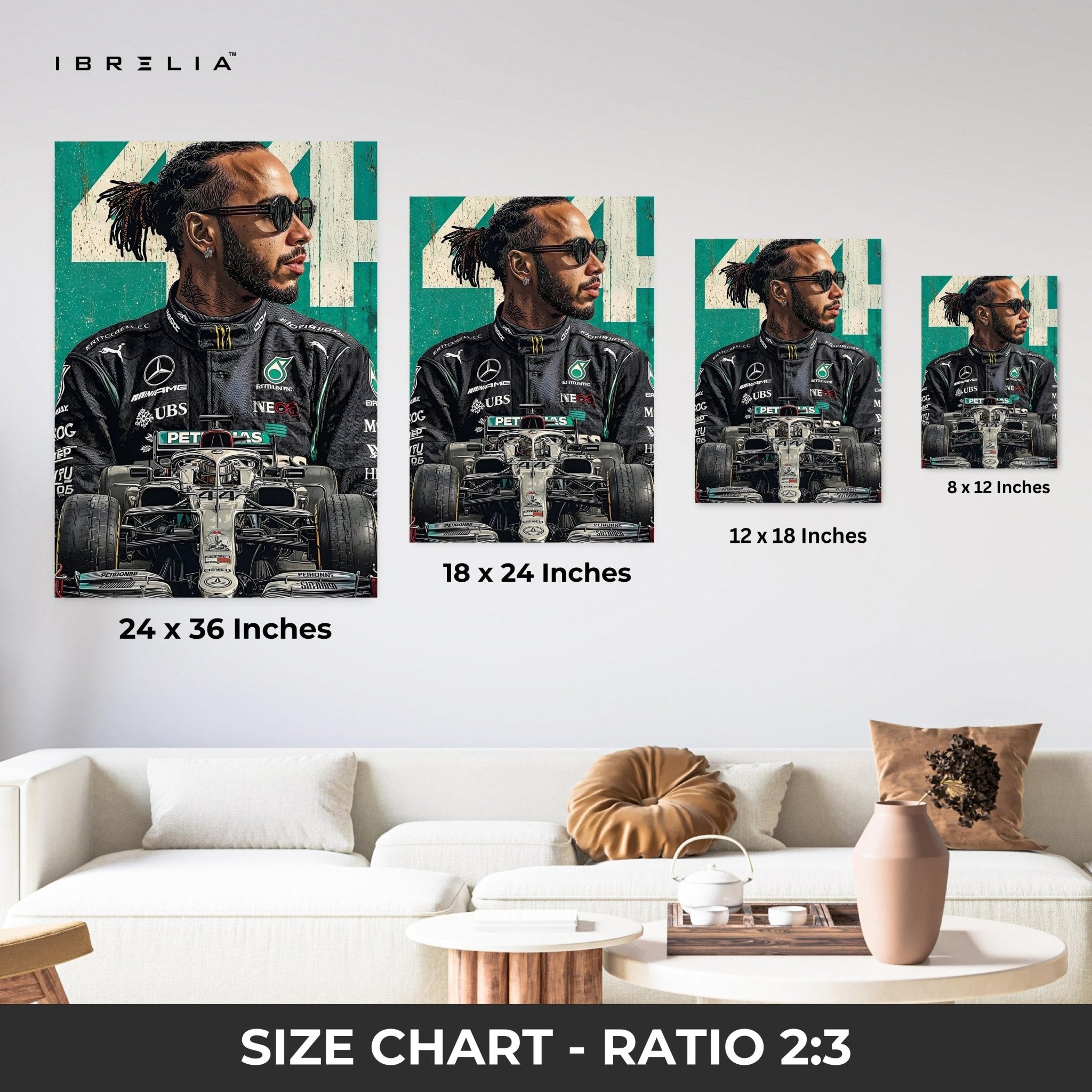 Formula 1 Racing Wall Frame | Lewis Hamilton Edition | 4K Ultra Wrap Frame Wall Art in Pakistan | IBRELIA™ - IBRELIA