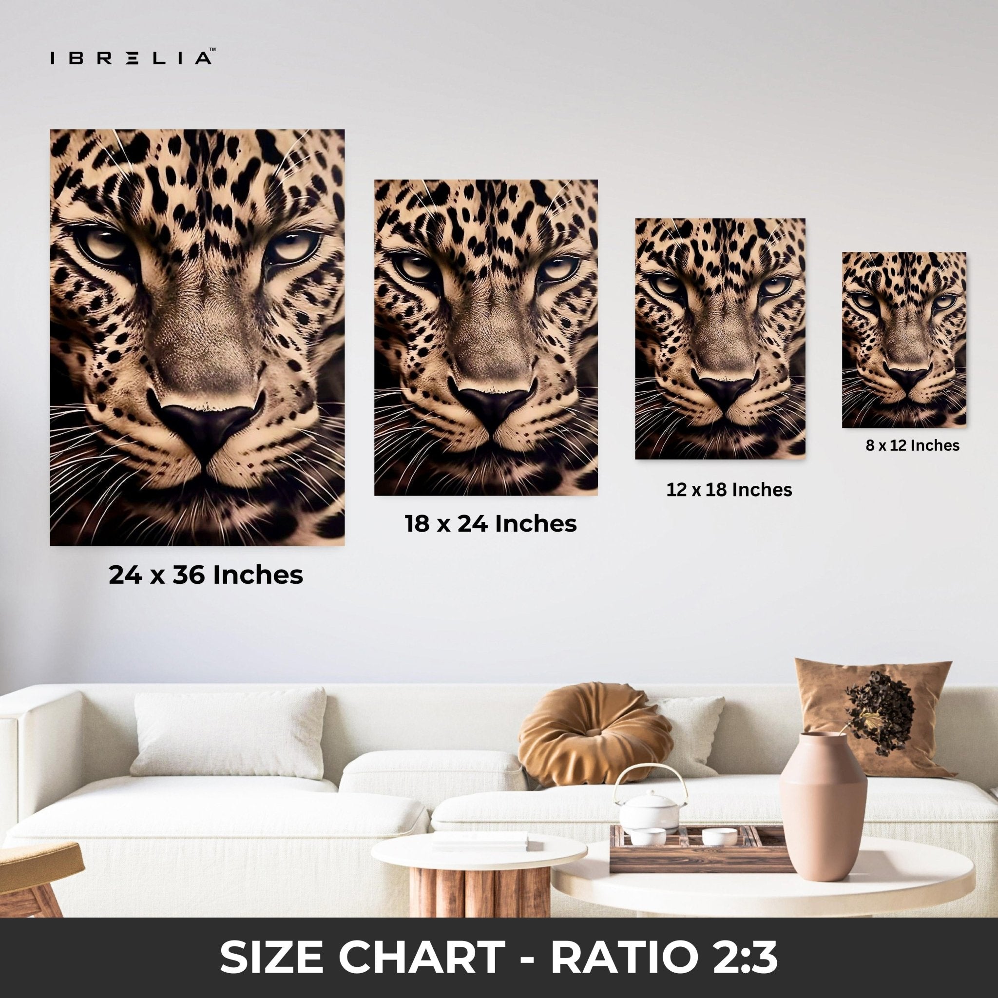 Golden Leopard Close - Up Wall Frame | 4K Ultra Wrap Frame Wall Art in Pakistan | IBRELIA™ - IBRELIA