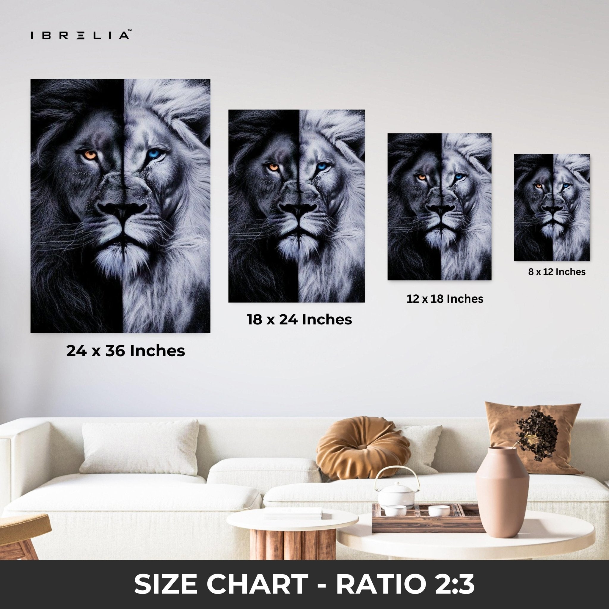 Dual Spirit Lion Wall Frame | 4K Ultra Wrap Frame Wall Art in Pakistan | IBRELIA™ - IBRELIA