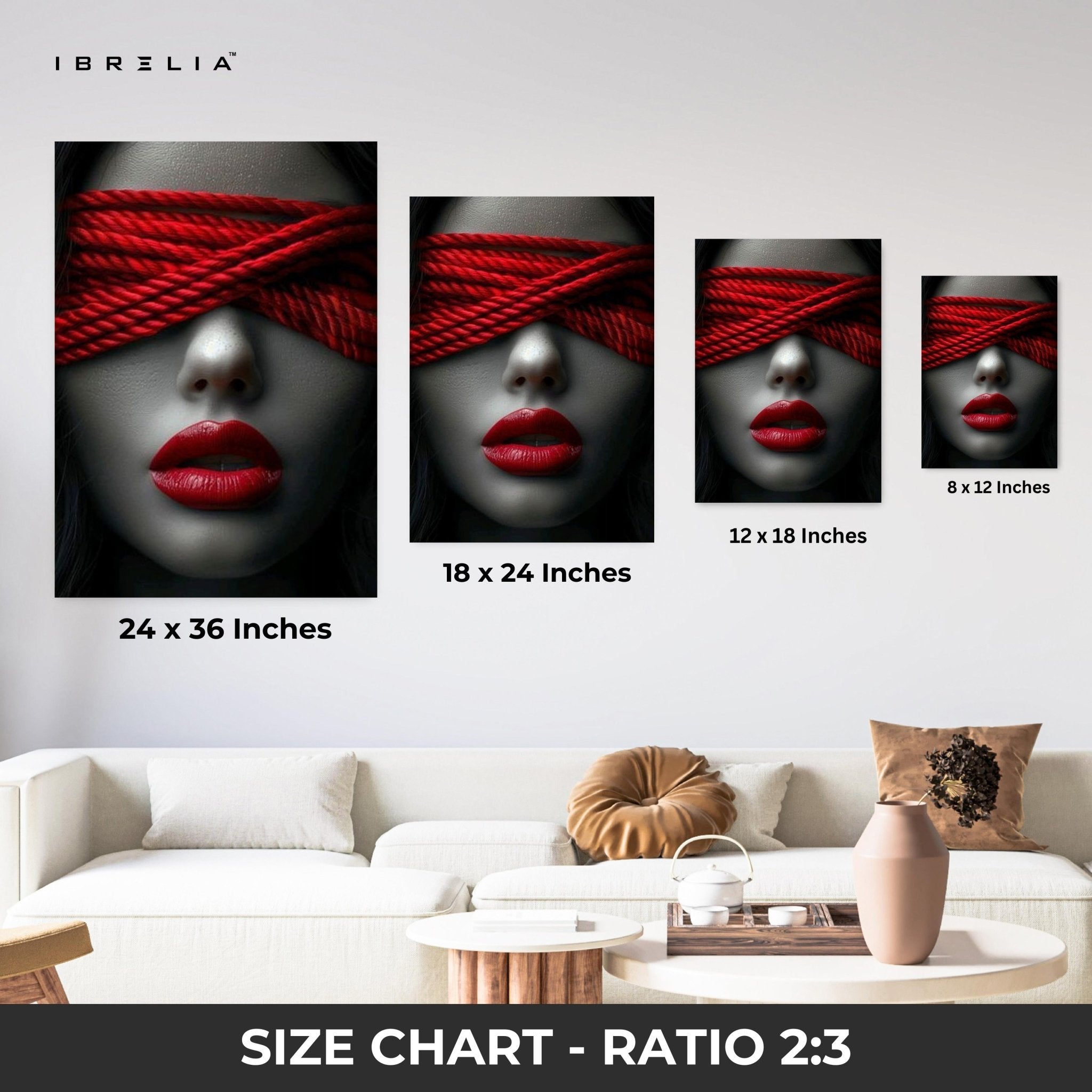 Red Blindfold Wall Frame | 4K Ultra Wrap Frame Wall Art in Pakistan | IBRELIA™ - IBRELIA