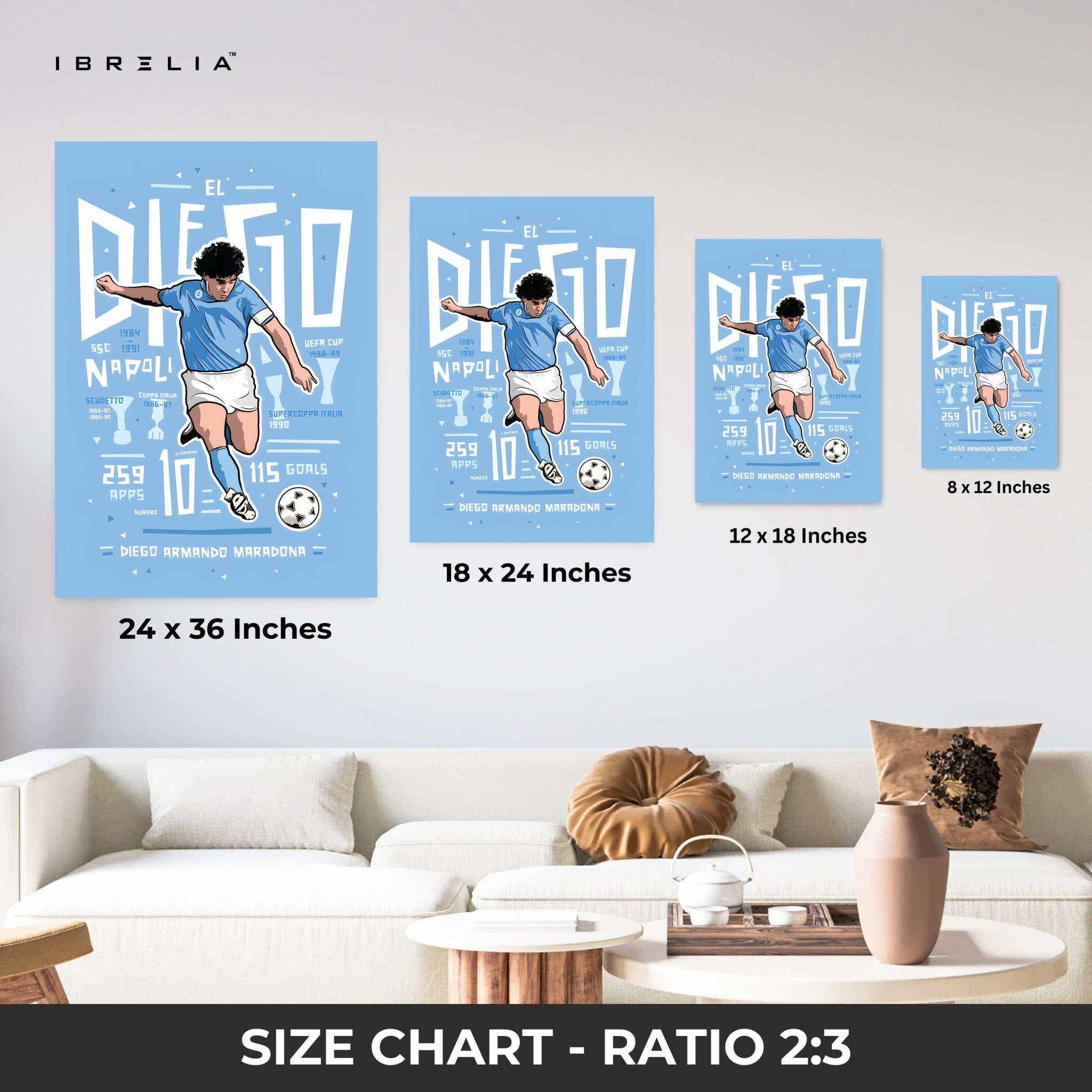 Diego Maradona Wall Art – El Diego Napoli Edition | IBRELIA™ - IBRELIA