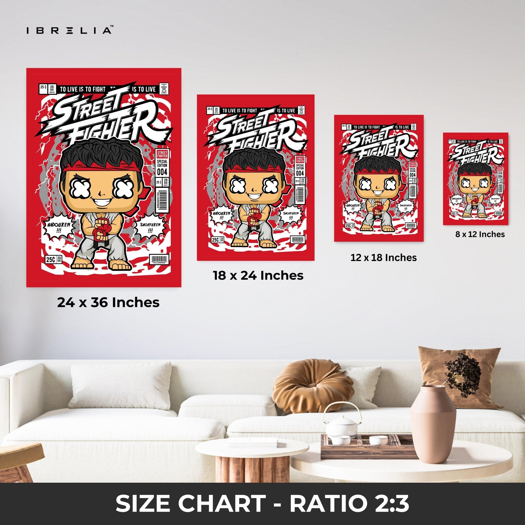 Street Fighter “Ryu Edition” Pop Art Comic Frame – 4K Ultra Wrap Frame Wall Art in Pakistan | IBRELIA™ - IBRELIA