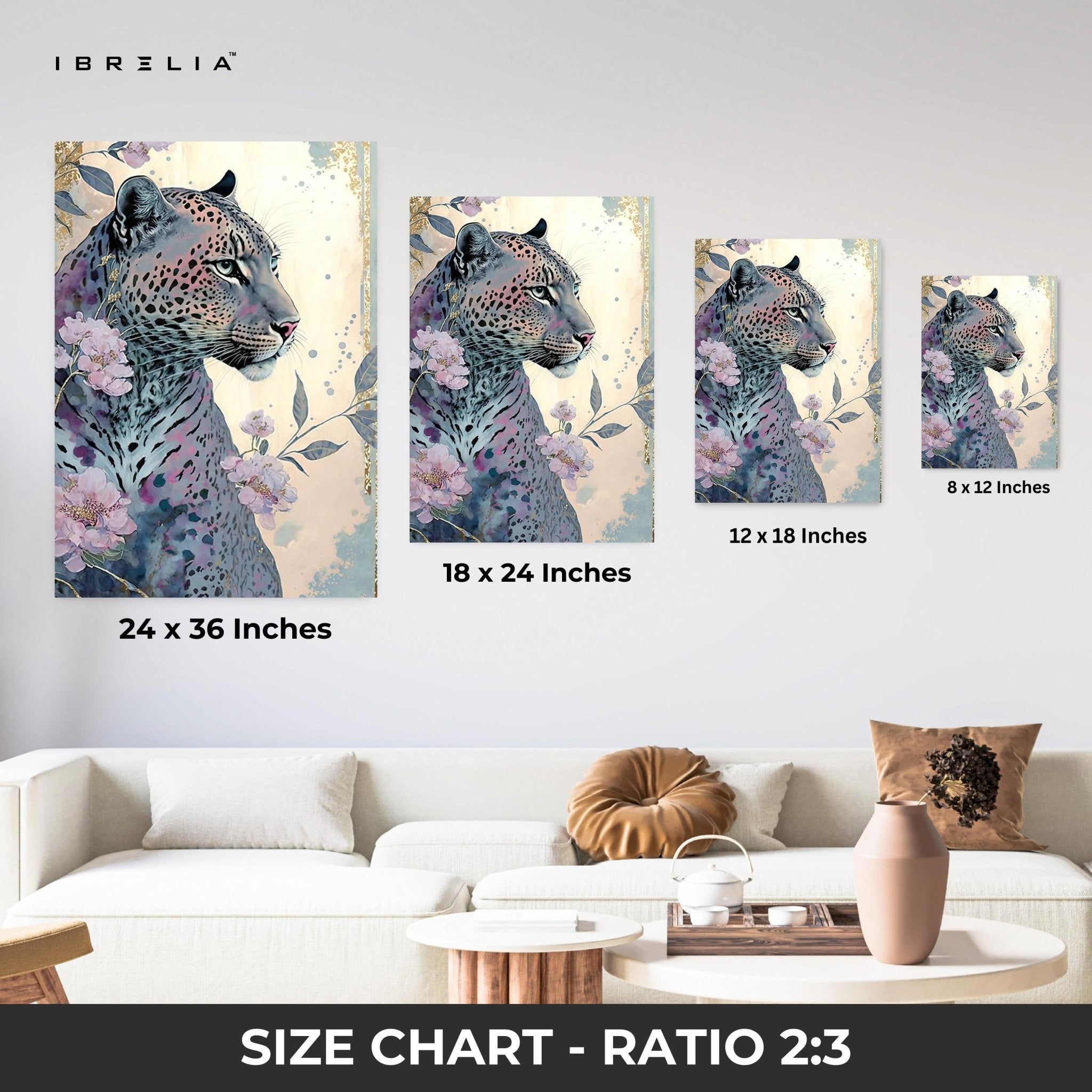 Majestic Floral Leopard Wall Frame | 4K Ultra Wrap Frame Wall Art in Pakistan | IBRELIA™ - IBRELIA