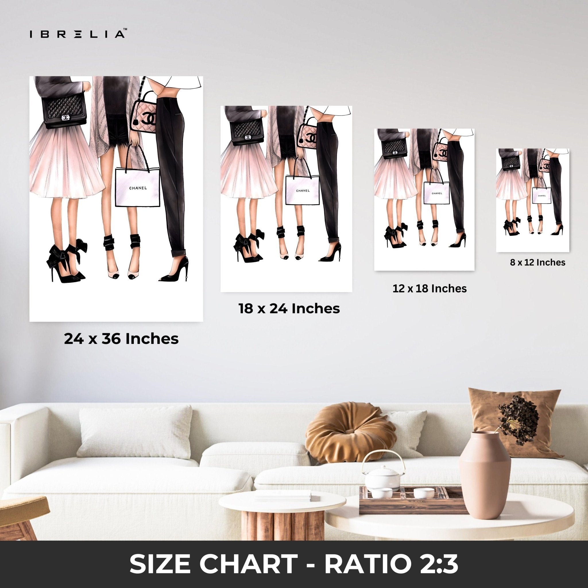 Chanel Fashion Trio Wall Frame | 4K Ultra Wrap Frame Wall Art in Pakistan | IBRELIA™ - IBRELIA