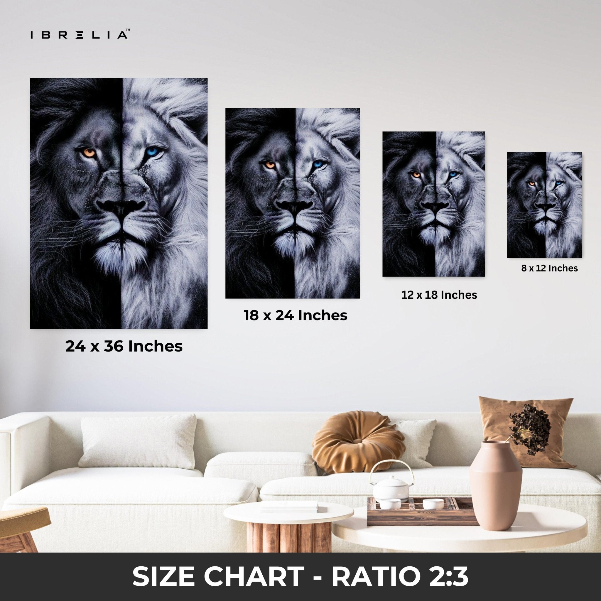 Dual Lion Majesty Wall Frame | 4K Ultra Wrap Frame Wall Art in Pakistan | IBRELIA™ - IBRELIA
