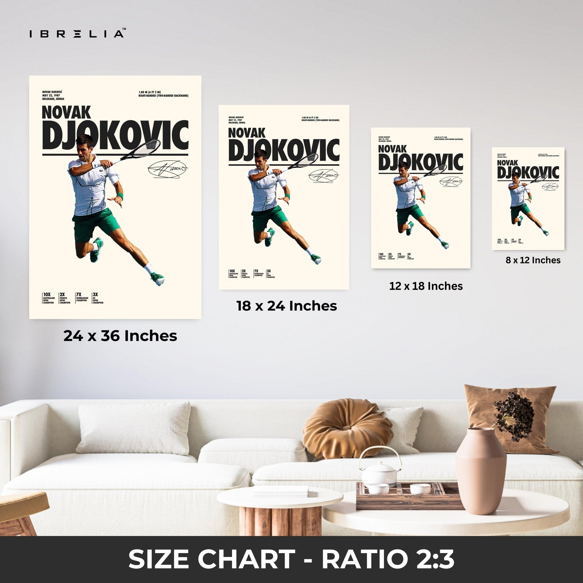 Novak Djokovic Grand Slam Champion – 4K Ultra Wrap Frame Wall Art in Pakistan | IBRELIA™ - IBRELIA
