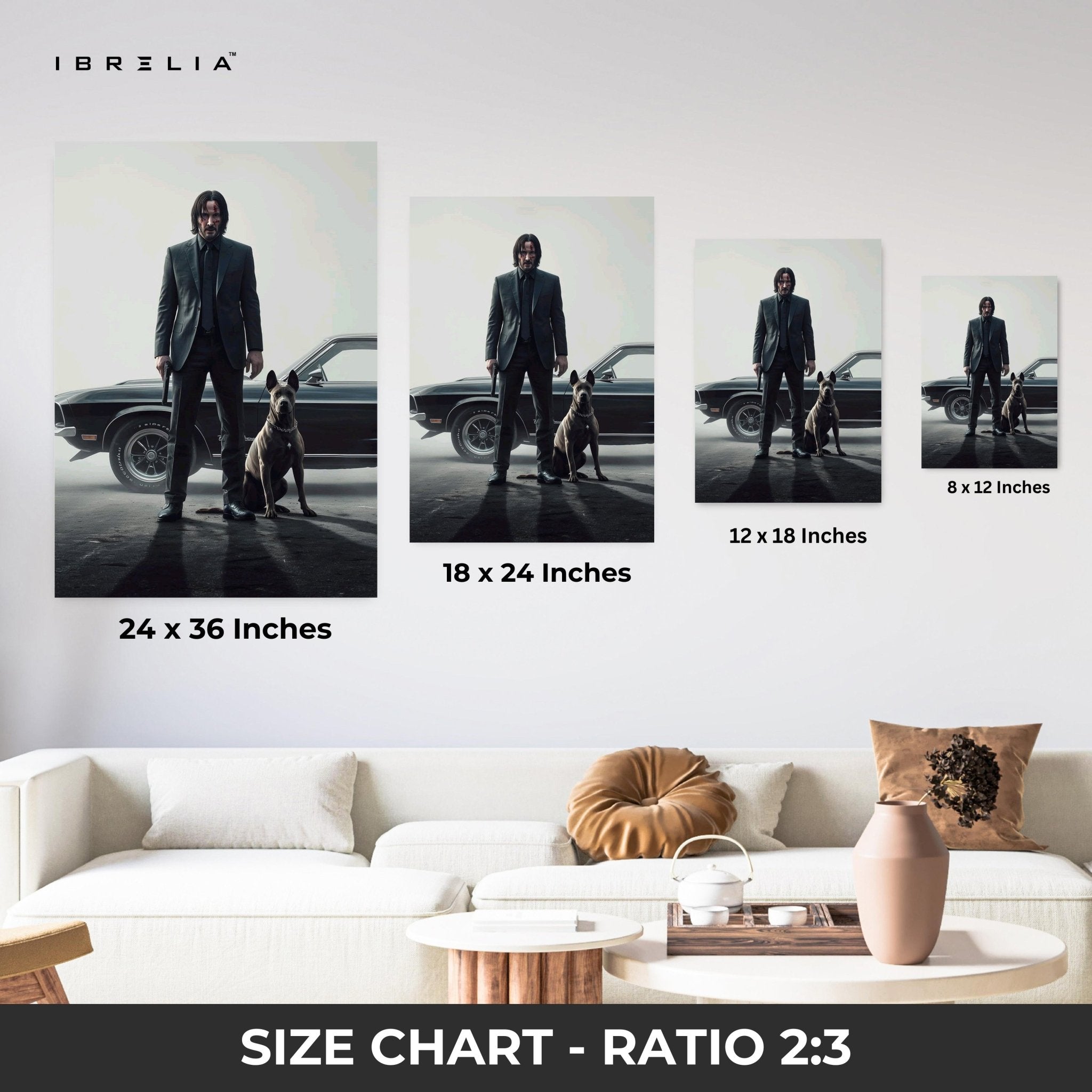 John Wick Dog & Mustang Cinematic 4K Ultra Wrap Frame Wall Art in Pakistan | IBRELIA™ - IBRELIA