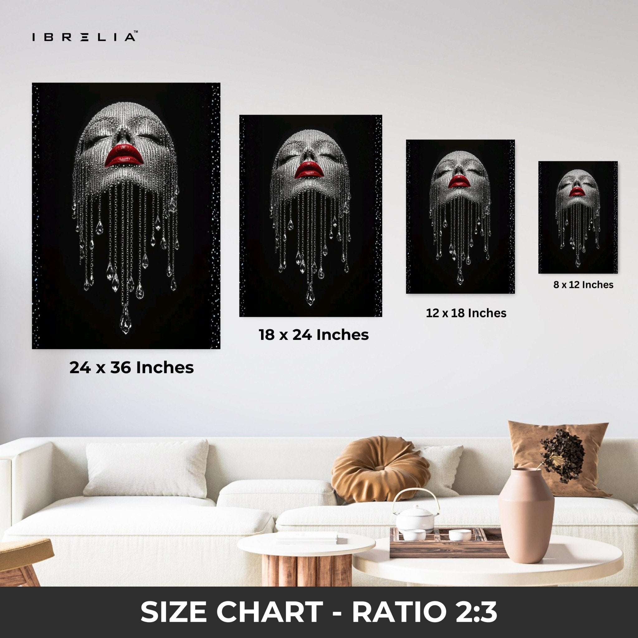 Diamond Veil Red Lips Wall Frame | 4K Ultra Wrap Frame Wall Art in Pakistan | IBRELIA™ - IBRELIA