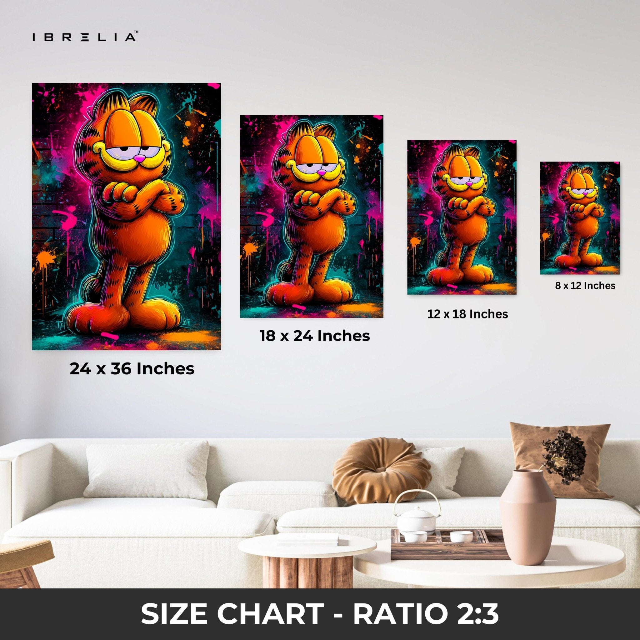 Graffiti Garfield Wall Frame | 4K Ultra Wrap Frame Wall Art in Pakistan | IBRELIA™ - IBRELIA