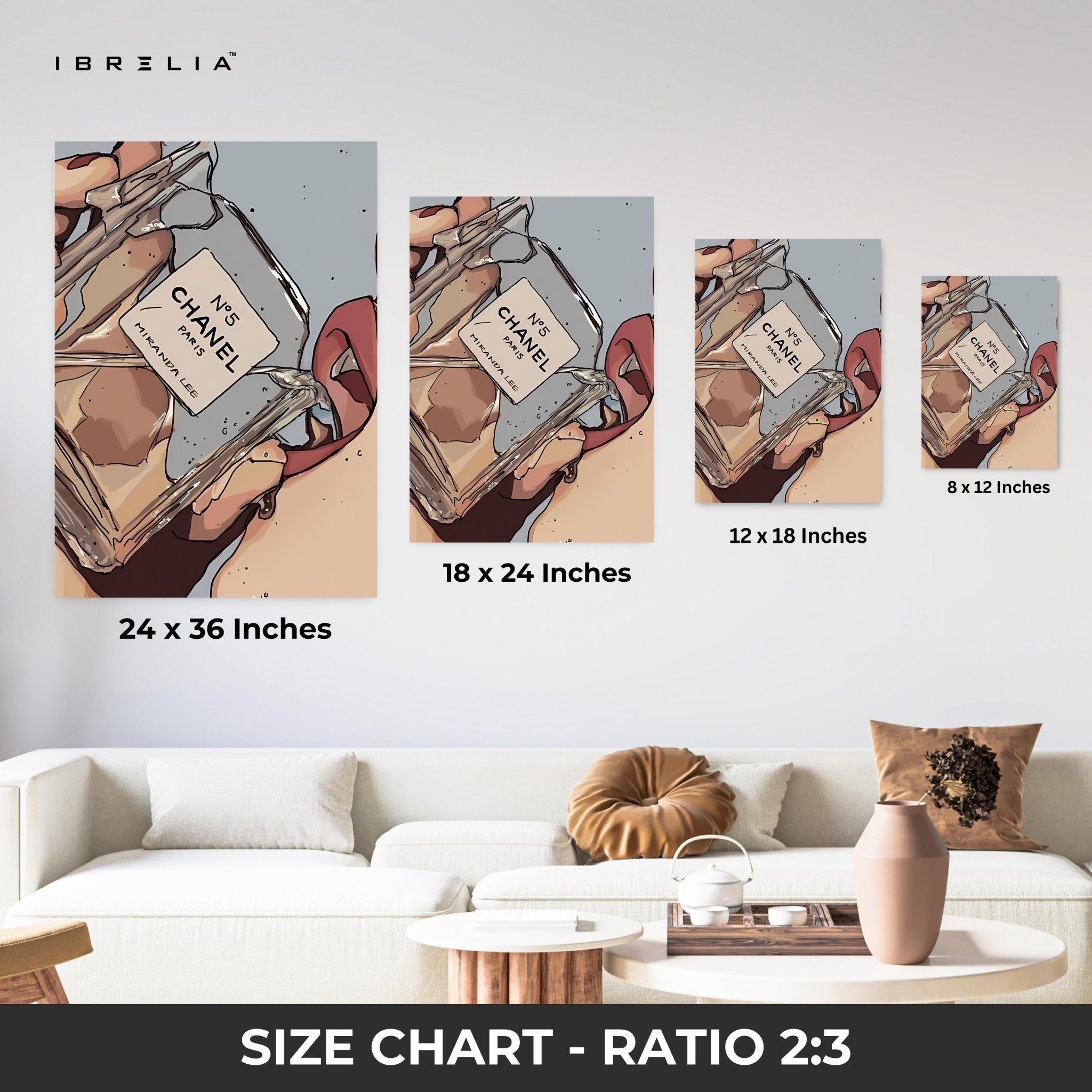 Chanel N°5 “Miranda Lee” Fashion Wall Art – Modern Luxury Pop Art | IBRELIA™ - IBRELIA