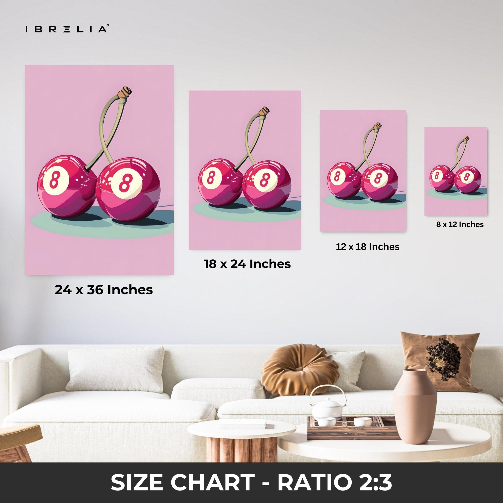 Cherry 8 Ball Wall Frame | 4K Ultra Wrap Frame Wall Art in Pakistan | IBRELIA™ - IBRELIA