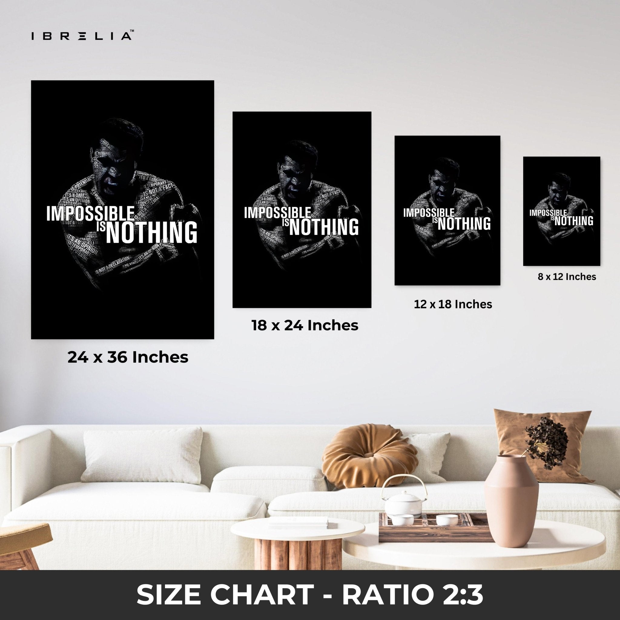 Impossible Is Nothing – Muhammad Ali Typography Wall Frame | 4K Ultra Wrap Frame Wall Art in Pakistan | IBRELIA™ - IBRELIA