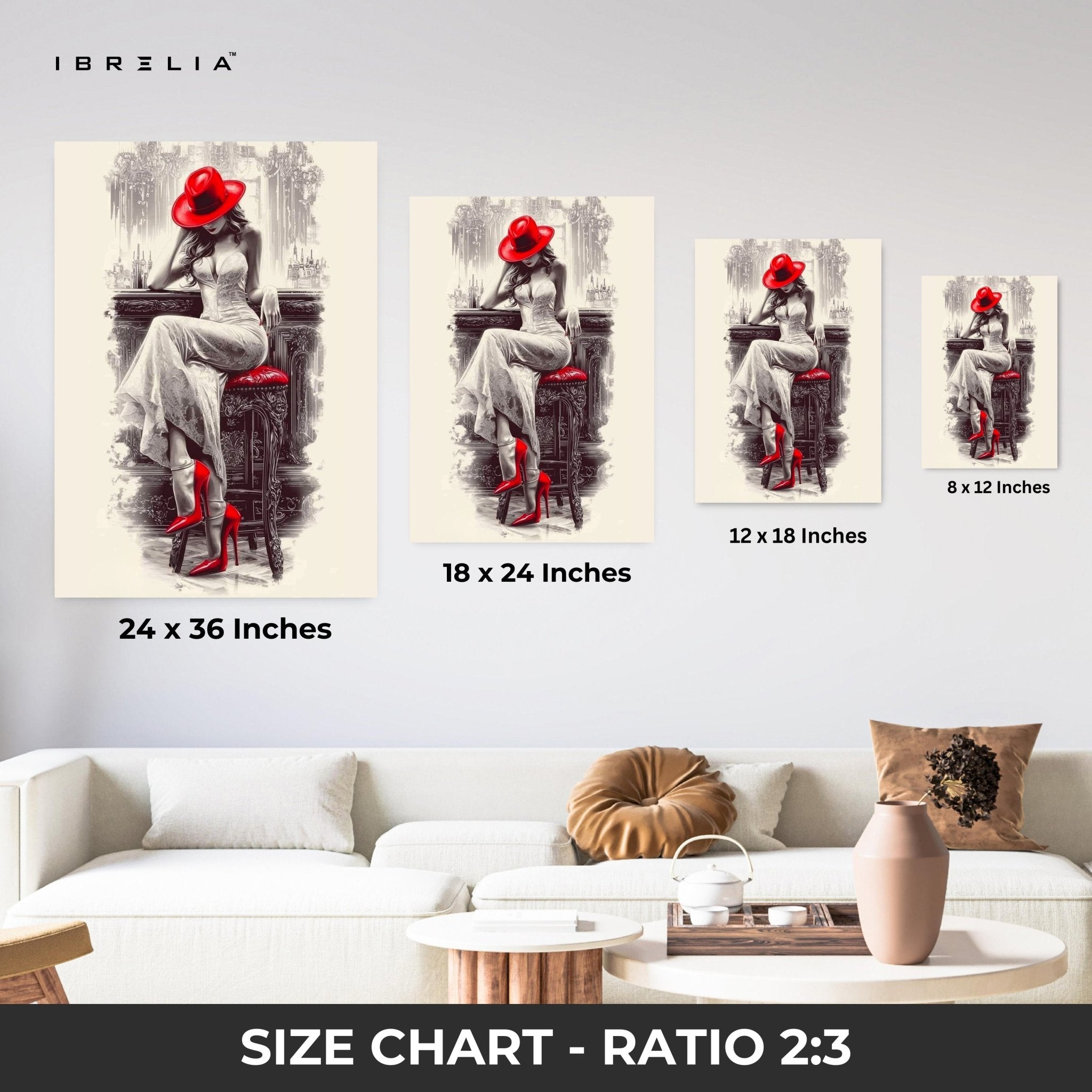 Lady in Red Wall Frame | 4K Ultra Wrap Frame Wall Art in Pakistan | IBRELIA™ - IBRELIA