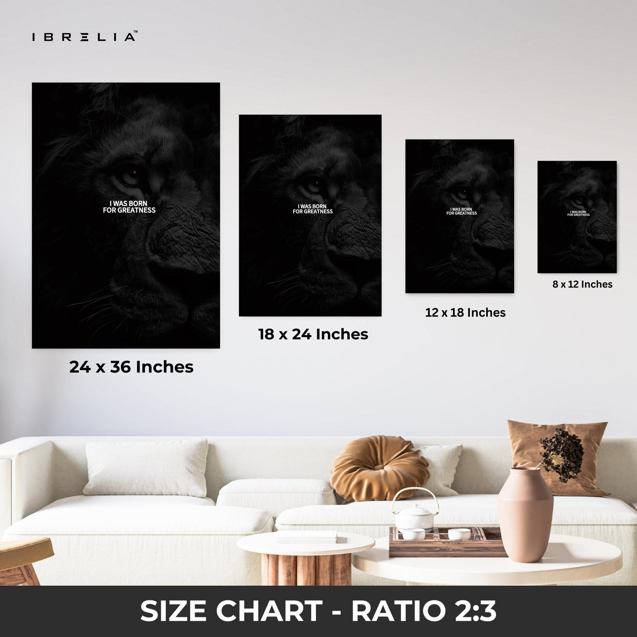Born for Greatness Lion Wall Frame | 4K Ultra Wrap Frame Wall Art in Pakistan | IBRELIA™ - IBRELIA