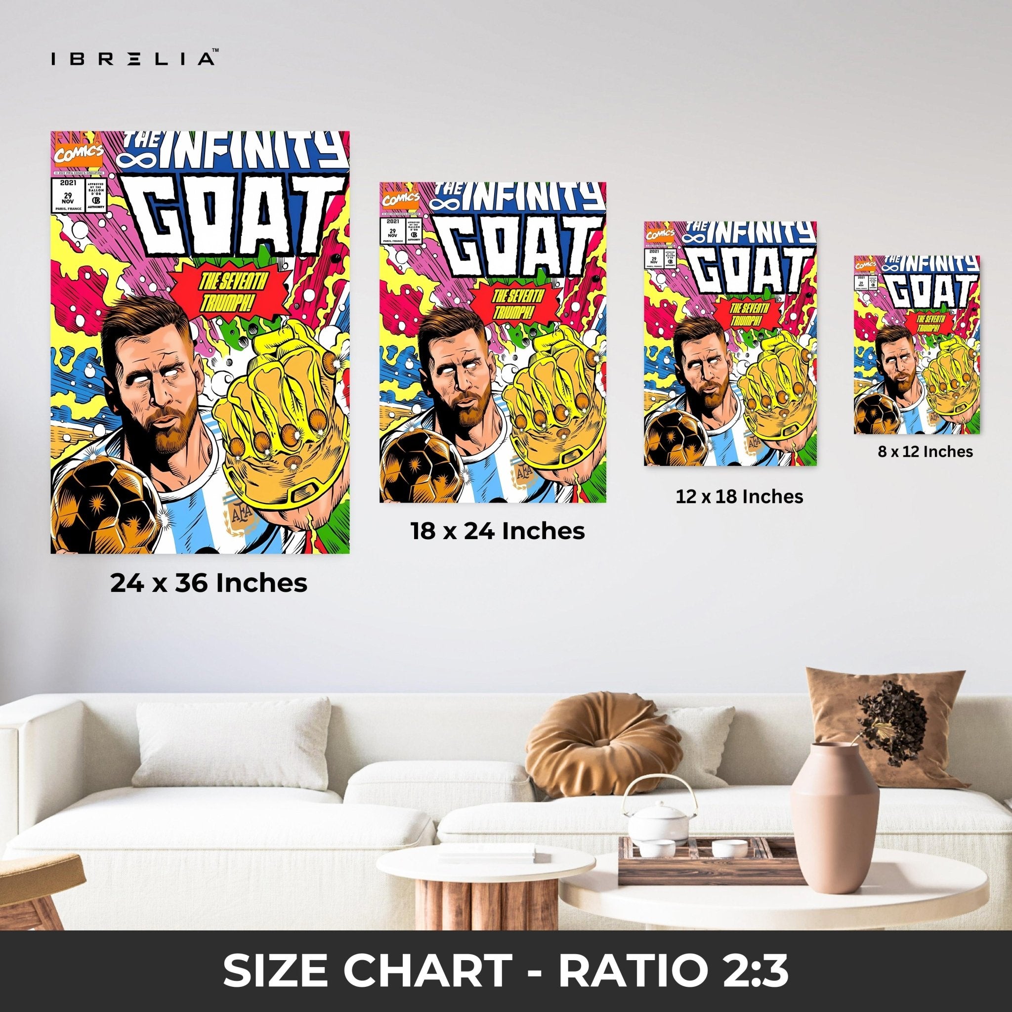 Messi “The Infinite GOAT” Comic Wall Frame | 4K Ultra Wrap Frame Wall Art in Pakistan | IBRELIA™ - IBRELIA