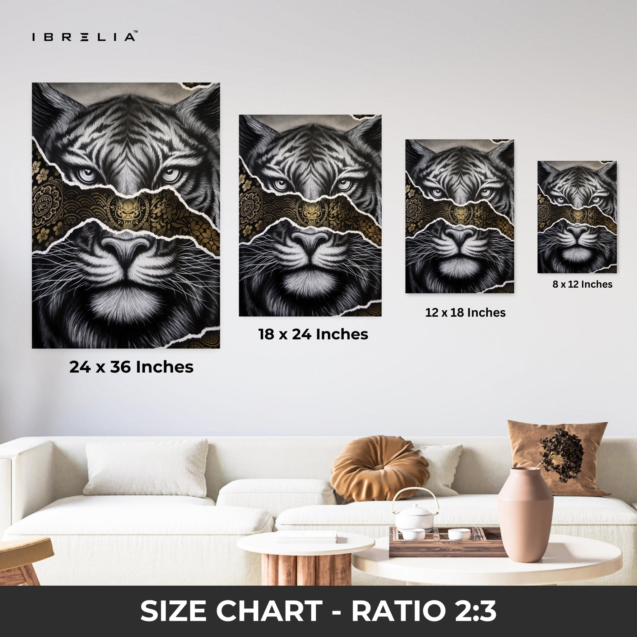 Golden Tiger Majesty Wall Frame | 4K Ultra Wrap Frame Wall Art in Pakistan | IBRELIA™ - IBRELIA