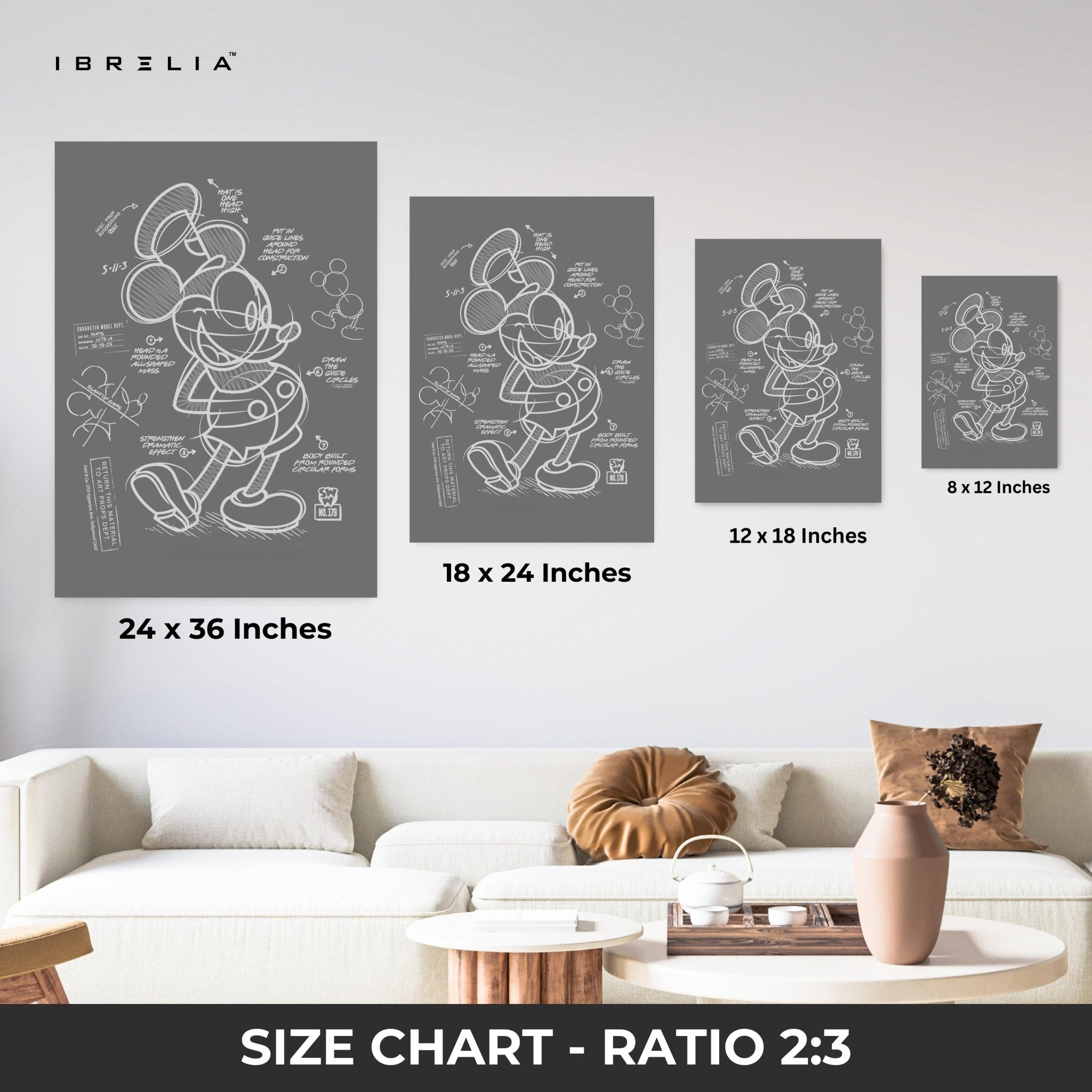 Mickey Mouse Blueprint Wall Frame | 4K Ultra Wrap Frame Wall Art in Pakistan | IBRELIA™ - IBRELIA