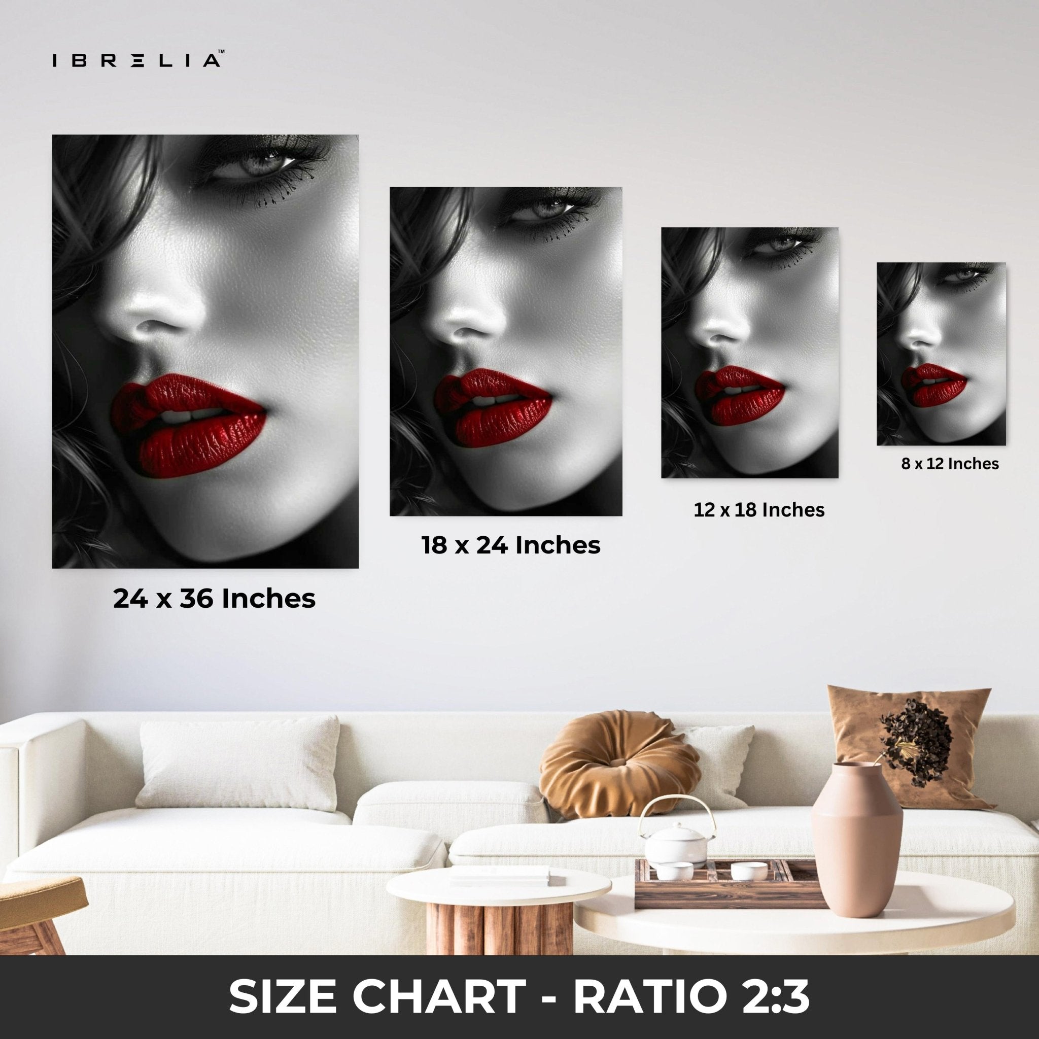 Red Lips Noir Wall Frame | 4K Ultra Wrap Frame Wall Art in Pakistan | IBRELIA™ - IBRELIA
