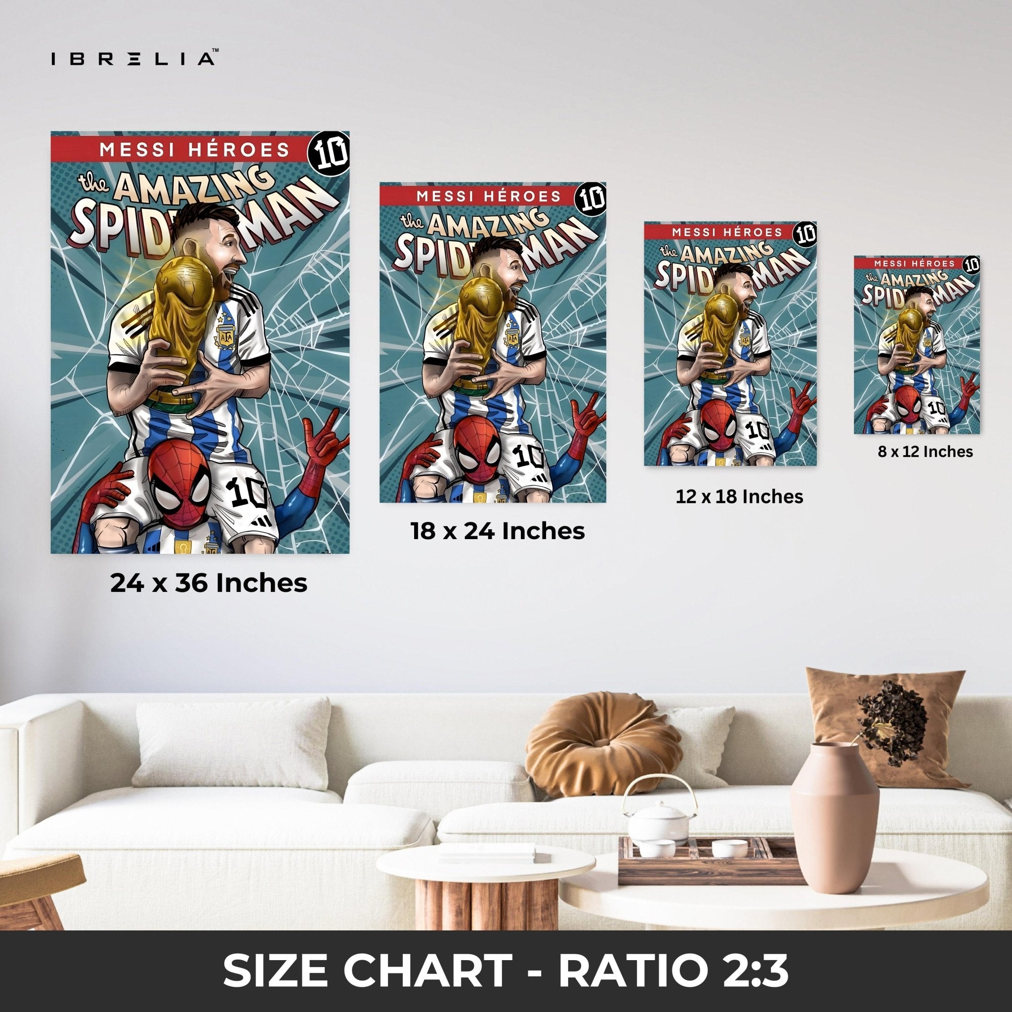 Messi × Spiderman Heroes Wall Frame | 4K Ultra Wrap Frame Wall Art in Pakistan | IBRELIA™ - IBRELIA
