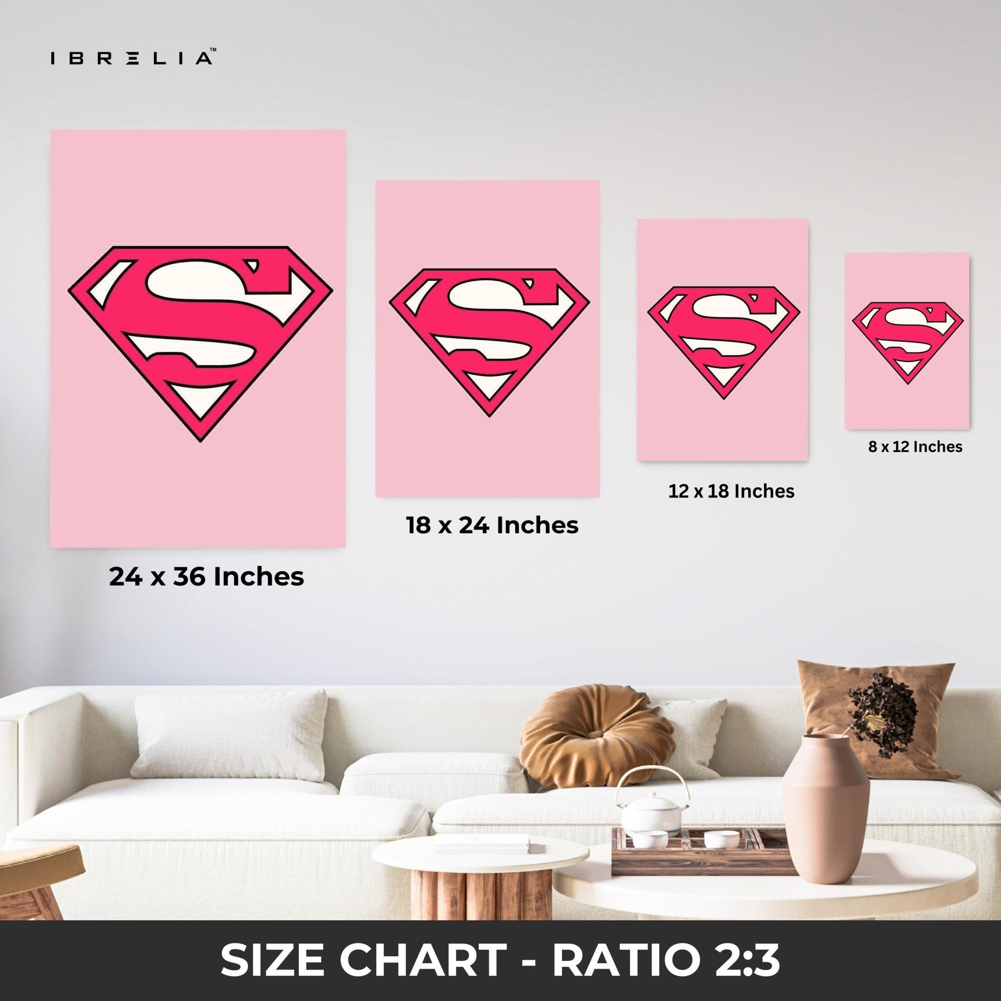 Pink Superman Logo Wall Frame | 4K Ultra Wrap Frame Wall Art in Pakistan | IBRELIA™ - IBRELIA