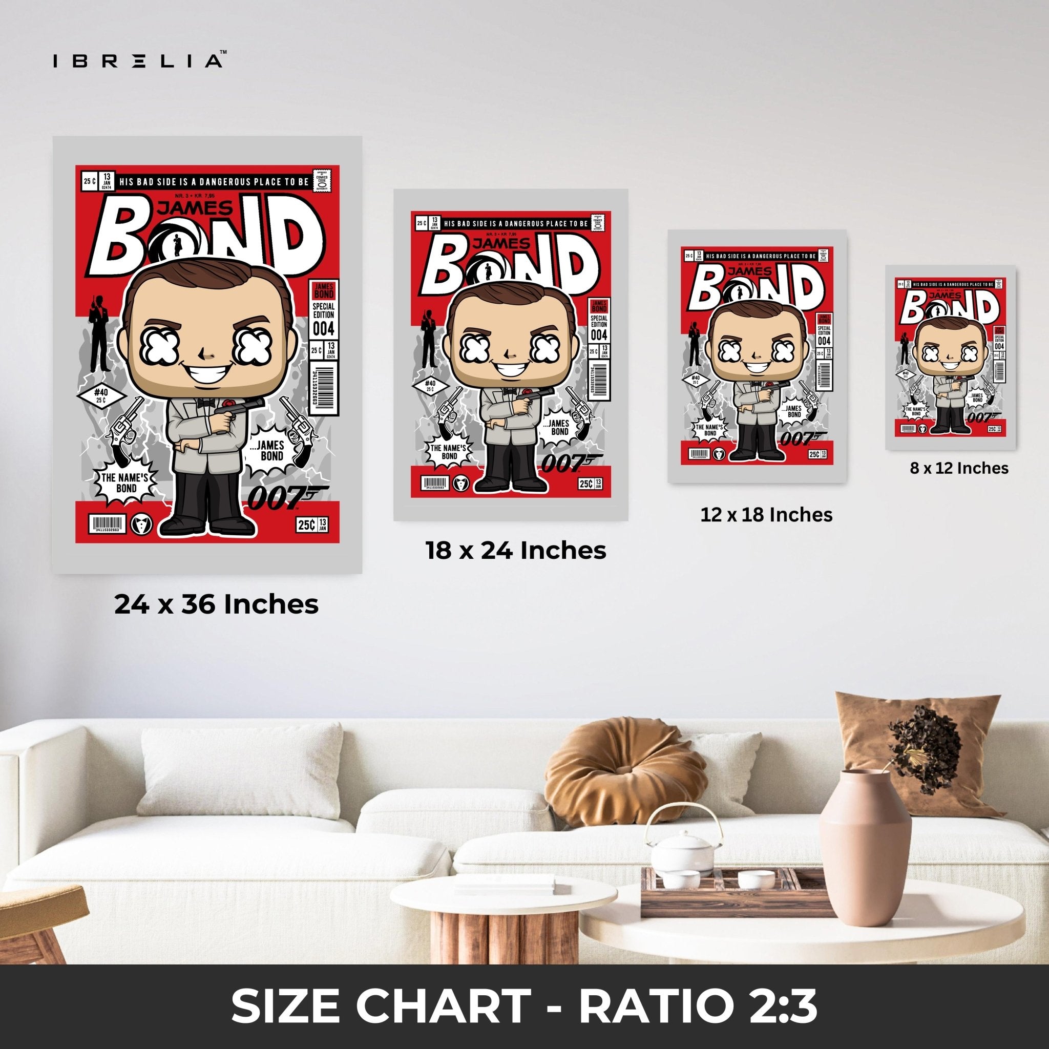 James Bond Pop Art Comic Edition – 4K Ultra Wrap Frame Wall Art in Pakistan | IBRELIA™ - IBRELIA