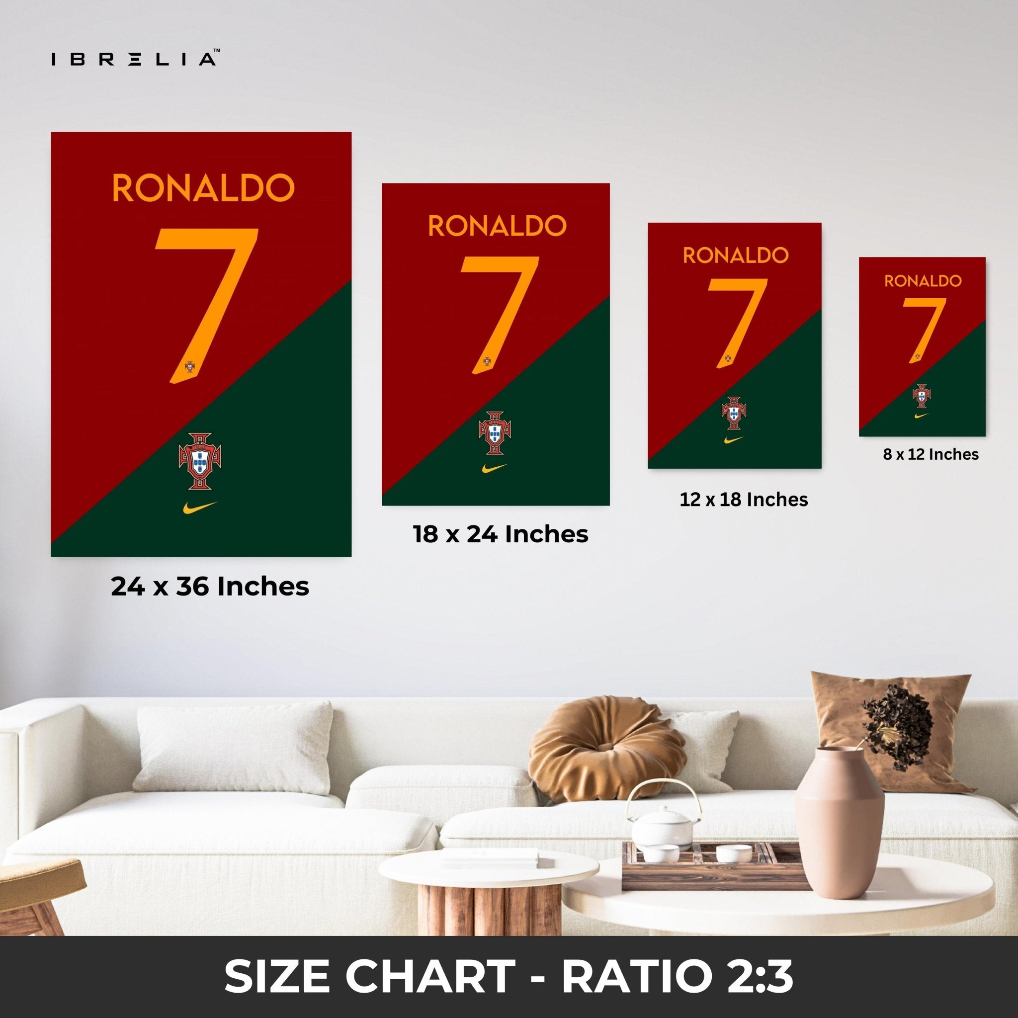 Cristiano Ronaldo Portugal No. 7 Wall Frame | 4K Ultra Wrap Frame Wall Art in Pakistan | IBRELIA™ - IBRELIA