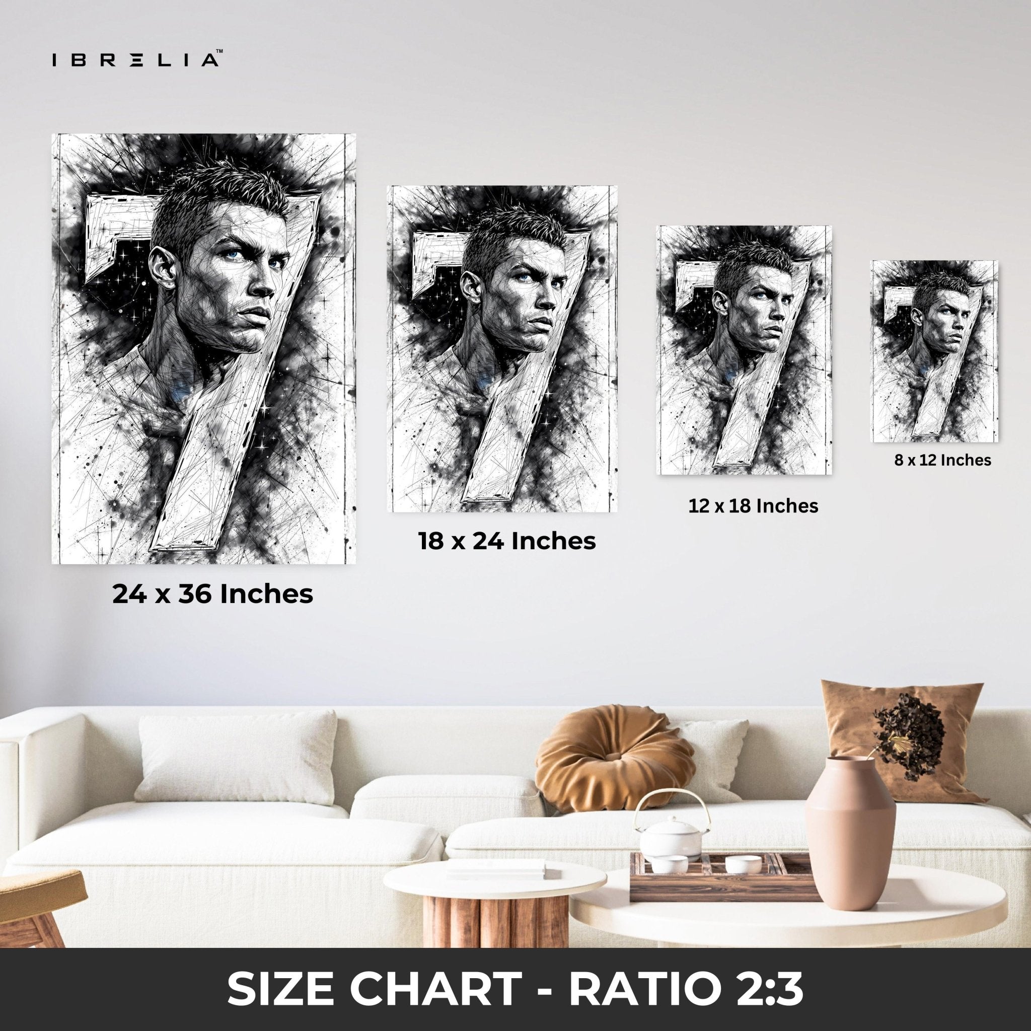 Cristiano Ronaldo “Sketch Edition” Wall Frame | 4K Ultra Wrap Frame Wall Art in Pakistan | IBRELIA™ - IBRELIA