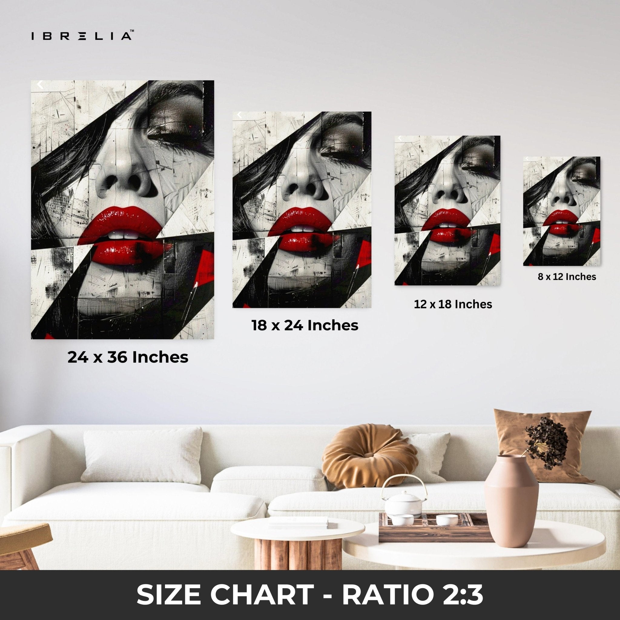 Red Lips Abstract Wall Frame | 4K Ultra Wrap Frame Wall Art in Pakistan | IBRELIA™ - IBRELIA