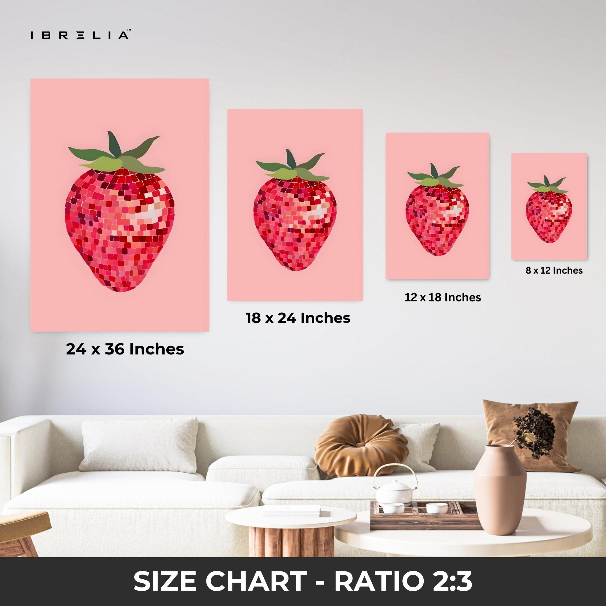 Pixel Strawberry Wall Frame | 4K Ultra Wrap Frame Wall Art in Pakistan | IBRELIA™ - IBRELIA