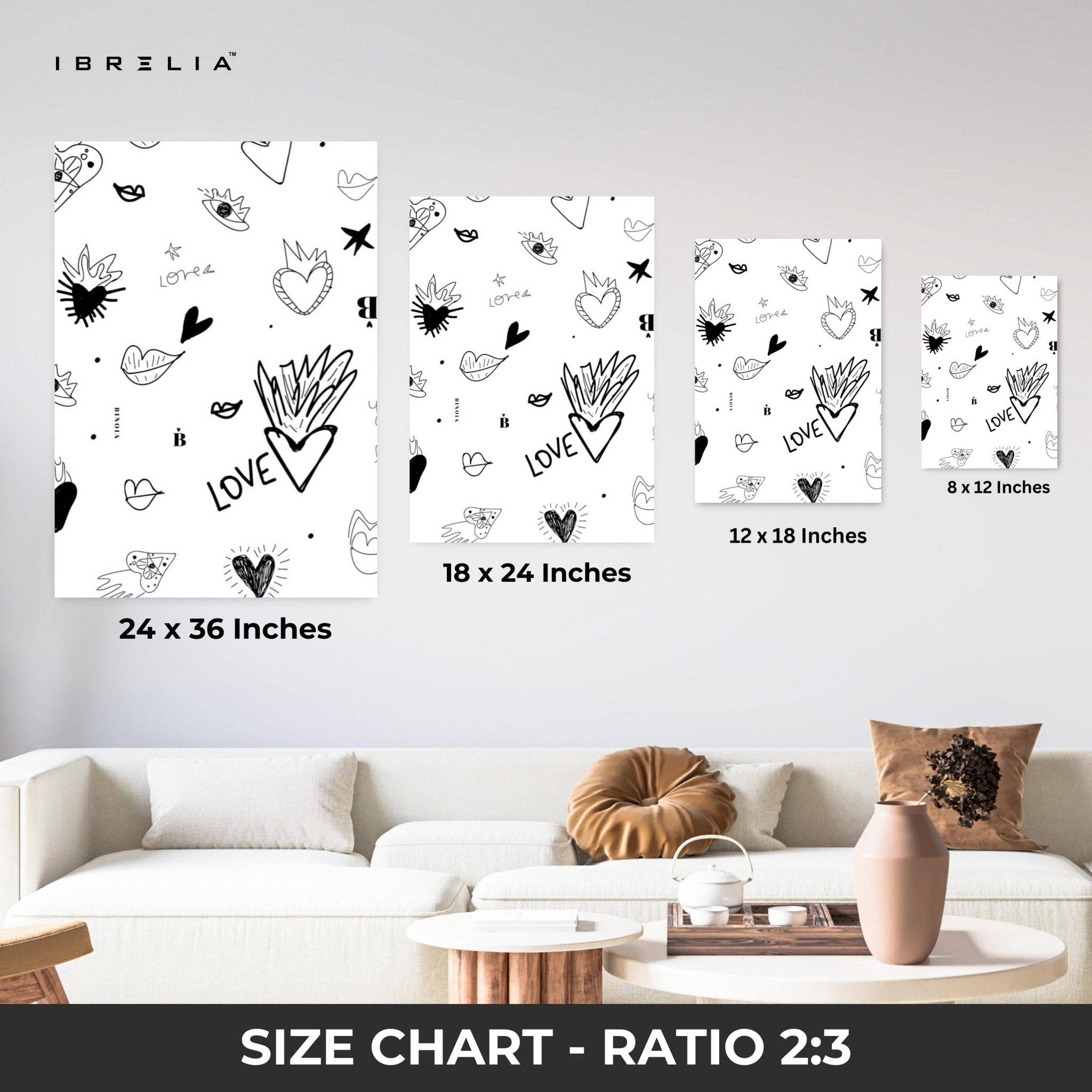Minimal Love Sketch Wall Frame | 4K Ultra Wrap Frame Wall Art in Pakistan | IBRELIA™ - IBRELIA