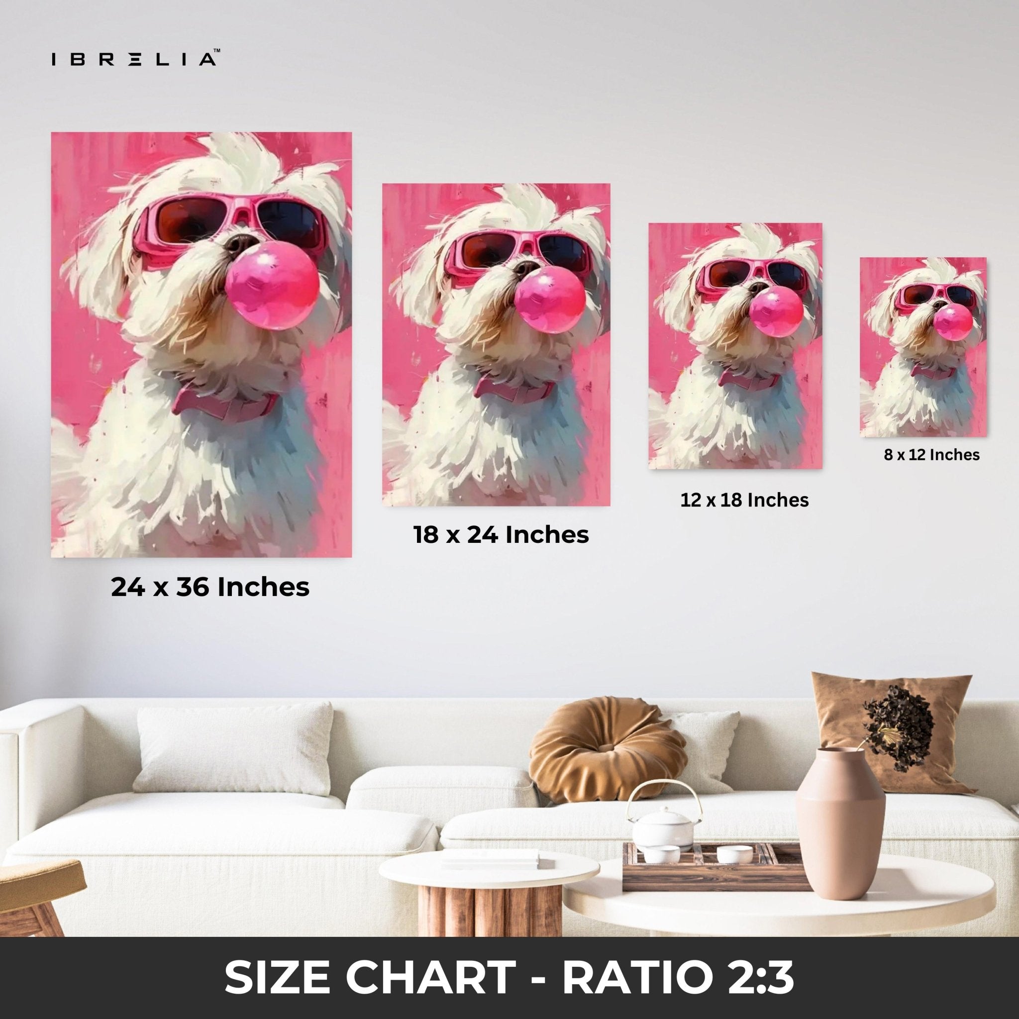 Bubblegum Pup Wall Frame | 4K Ultra Wrap Frame Wall Art in Pakistan | IBRELIA™ - IBRELIA