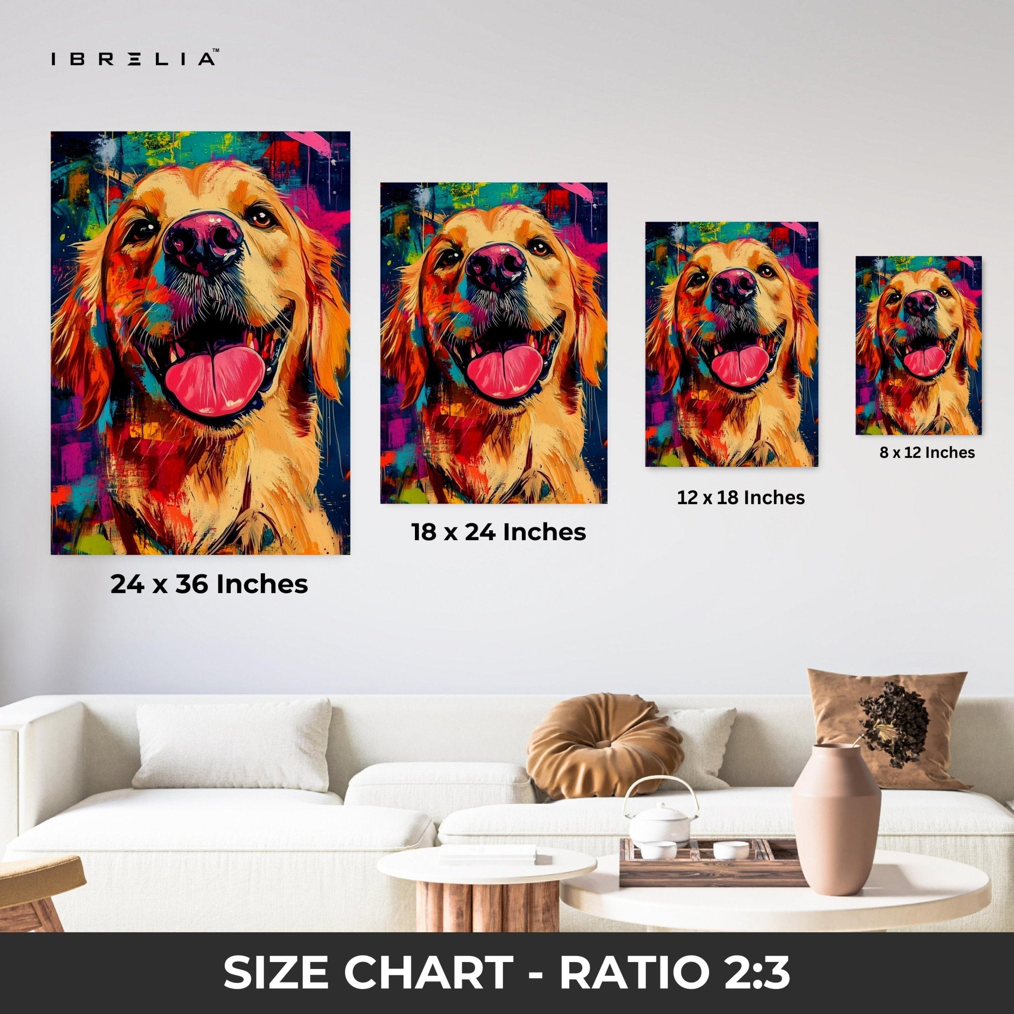 Colorful Golden Retriever Wall Frame | 4K Ultra Wrap Frame Wall Art in Pakistan | IBRELIA™ - IBRELIA