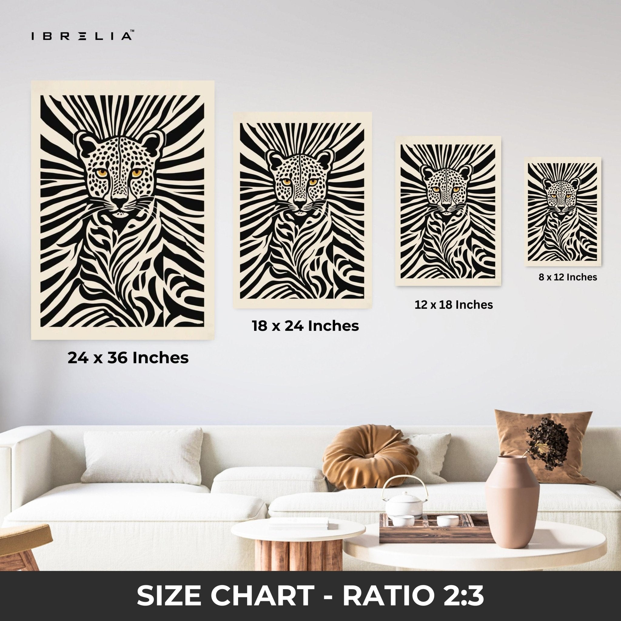 Monochrome Jungle Leopard Wall Frame | 4K Ultra Wrap Frame Wall Art in Pakistan | IBRELIA™ - IBRELIA