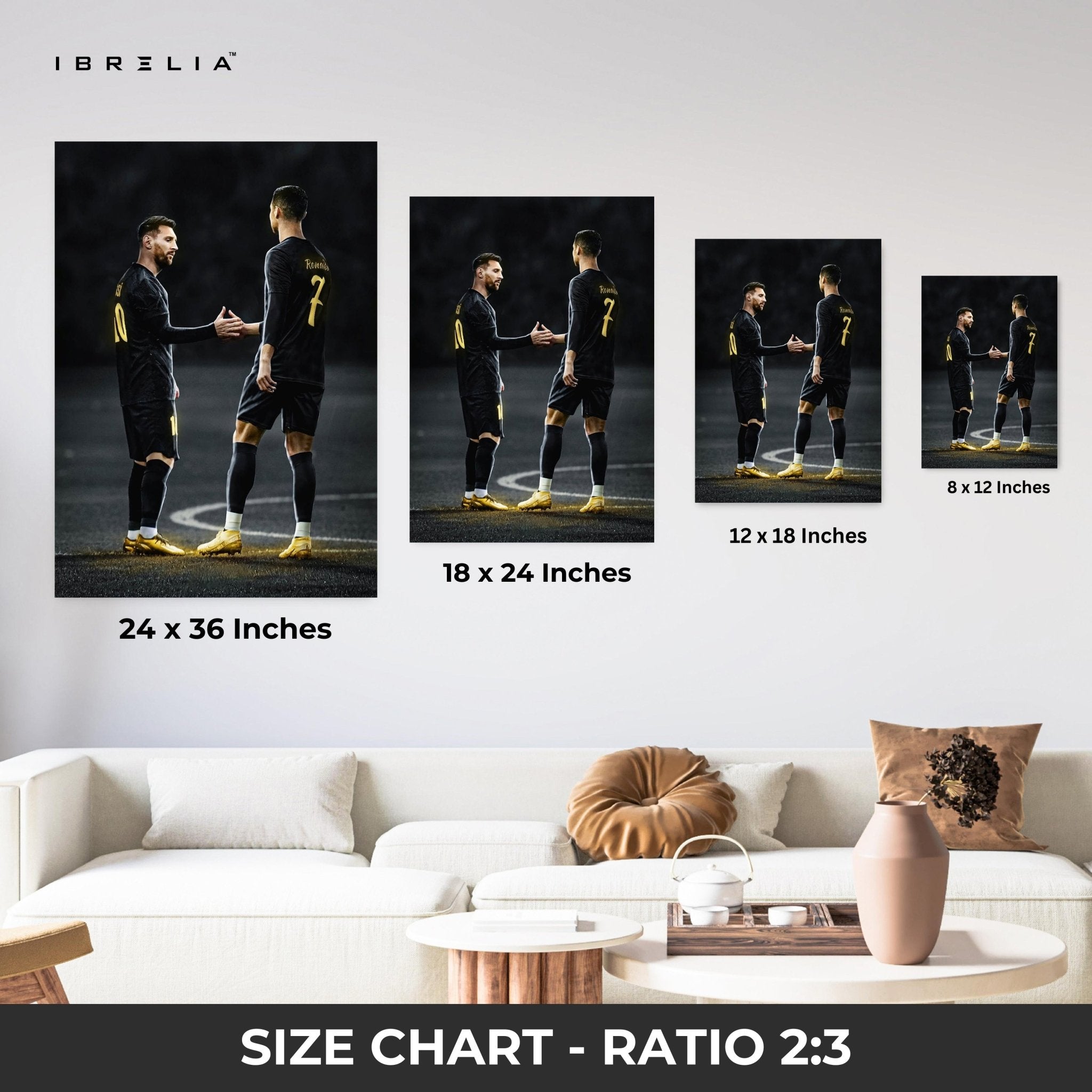 Messi × Ronaldo Handshake Wall Frame | 4K Ultra Wrap Frame Wall Art in Pakistan | IBRELIA™ - IBRELIA