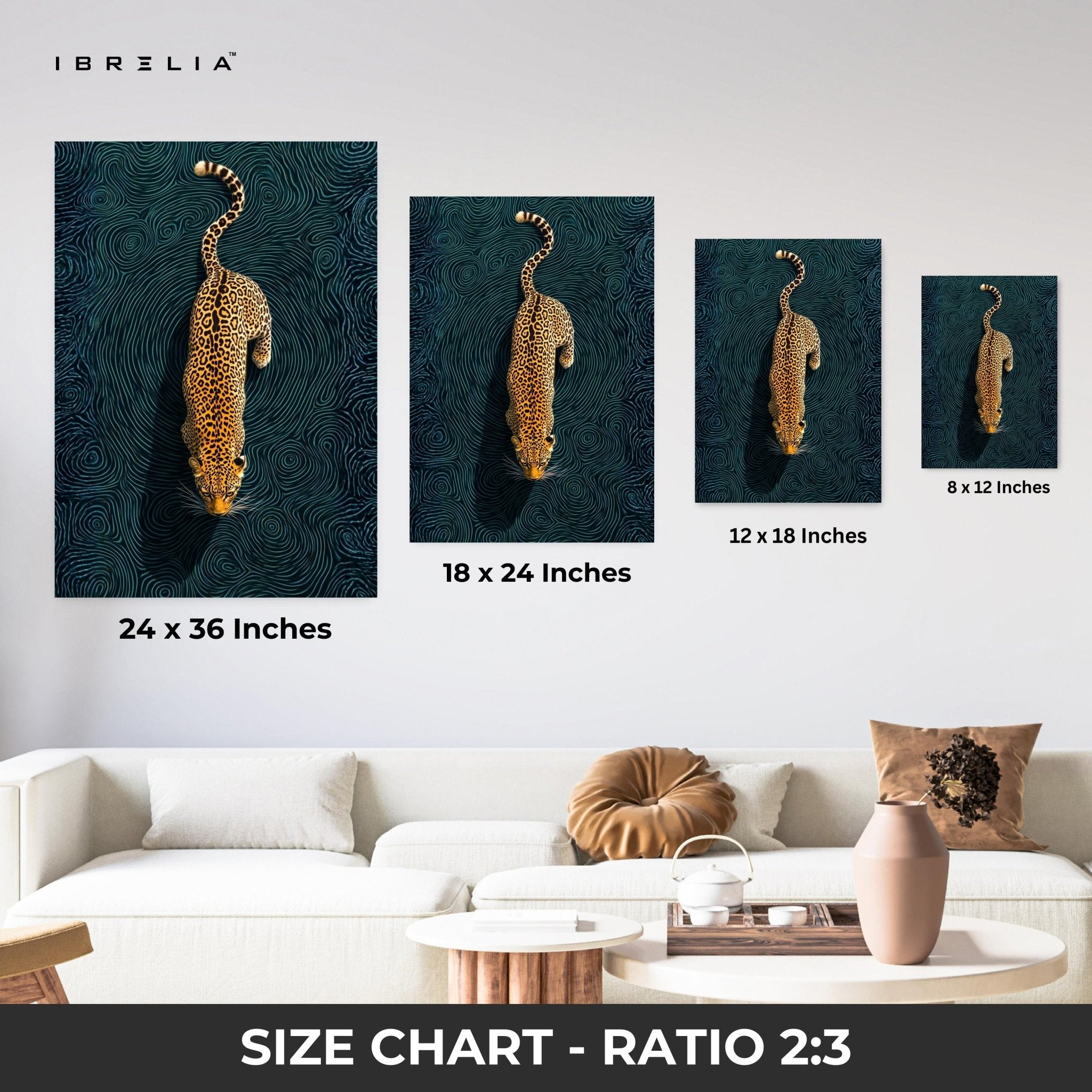 Golden Leopard Dive Wall Frame | 4K Ultra Wrap Frame Wall Art in Pakistan | IBRELIA™ - IBRELIA