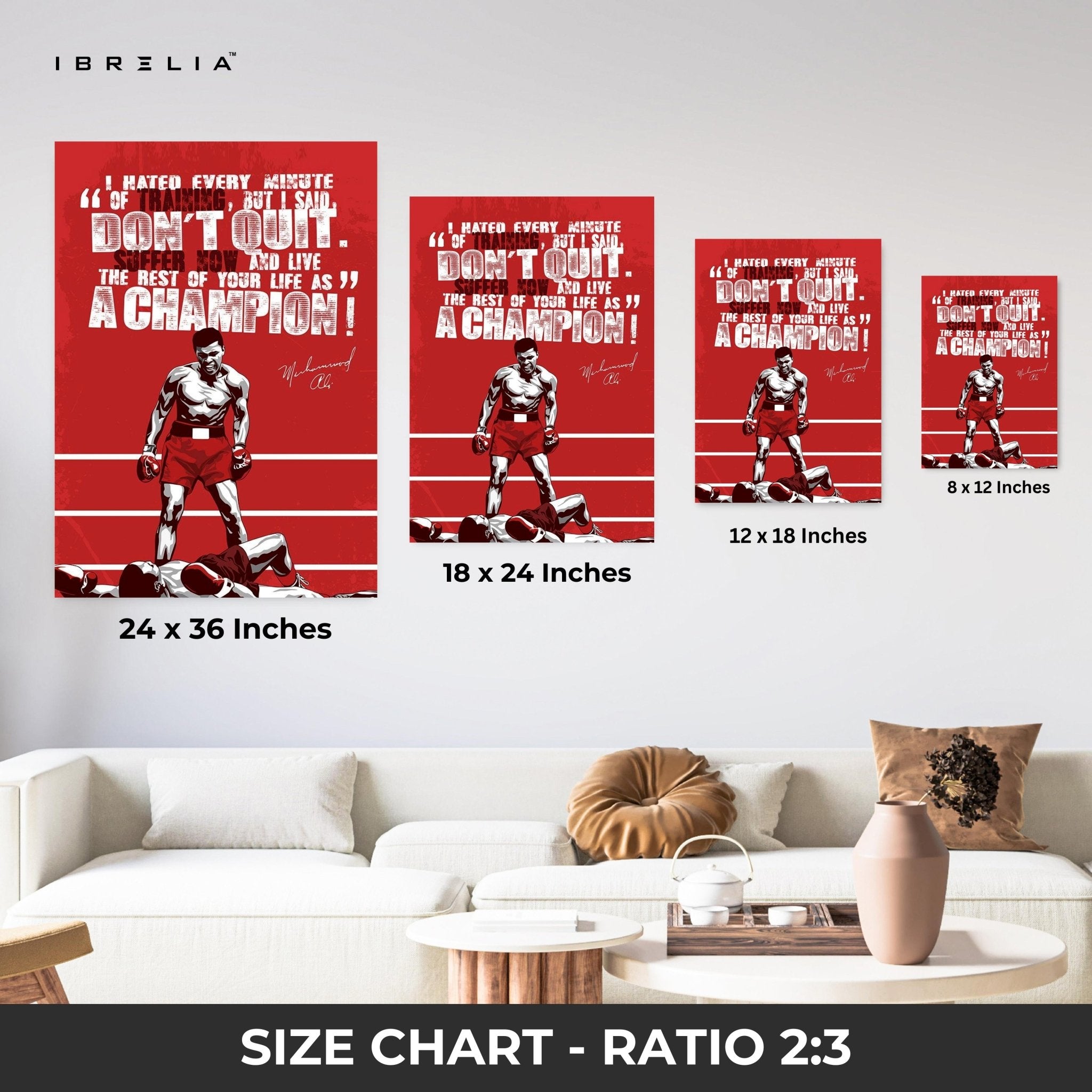 Muhammad Ali “Don’t Quit” Motivational Wall Art – A Champion’s Mindset | IBRELIA™ - IBRELIA