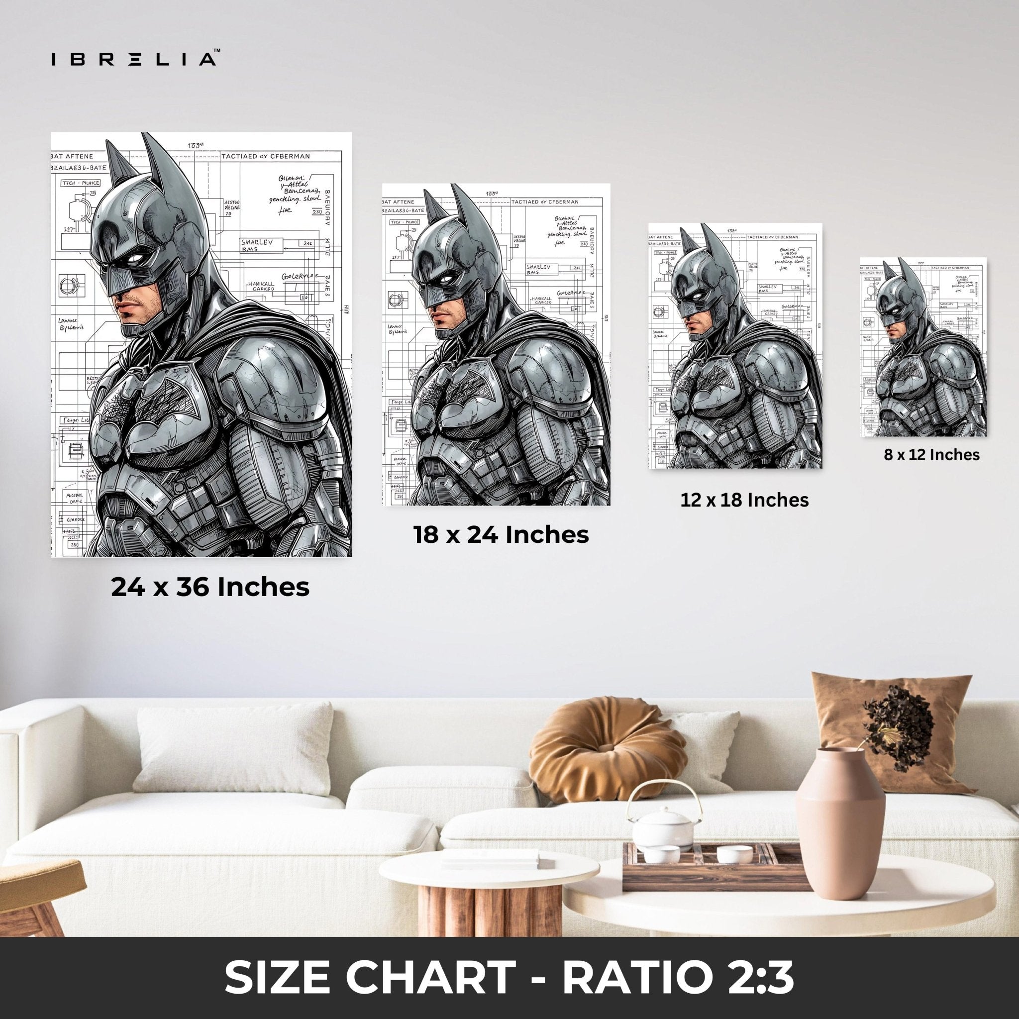 Blueprint Batman 4K Ultra HD Wall Art in Pakistan | IBRELIA™ - IBRELIA