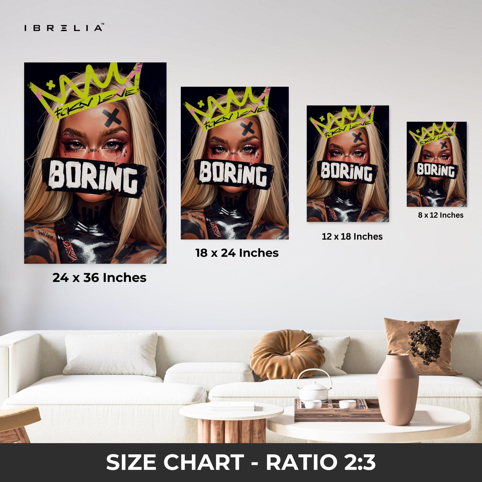 “Boring” Rebel Girl Wall Frame | 4K Ultra Wrap Frame Wall Art in Pakistan | IBRELIA™ - IBRELIA